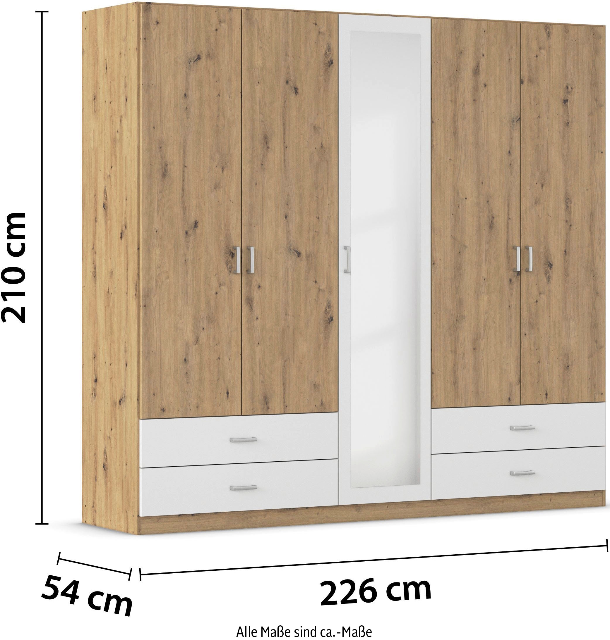 rauch Armoires à vêtements »Drehtürenschrank Schrank Garderobe Wäscheschrank BORBONA« Largeurs 226/271 cm, hauteur 210 cm,  en 2 largeurs, avec miroir et nombreuses combinaisons de couleurs FABRIQUÉ EN ALLEMAGNE