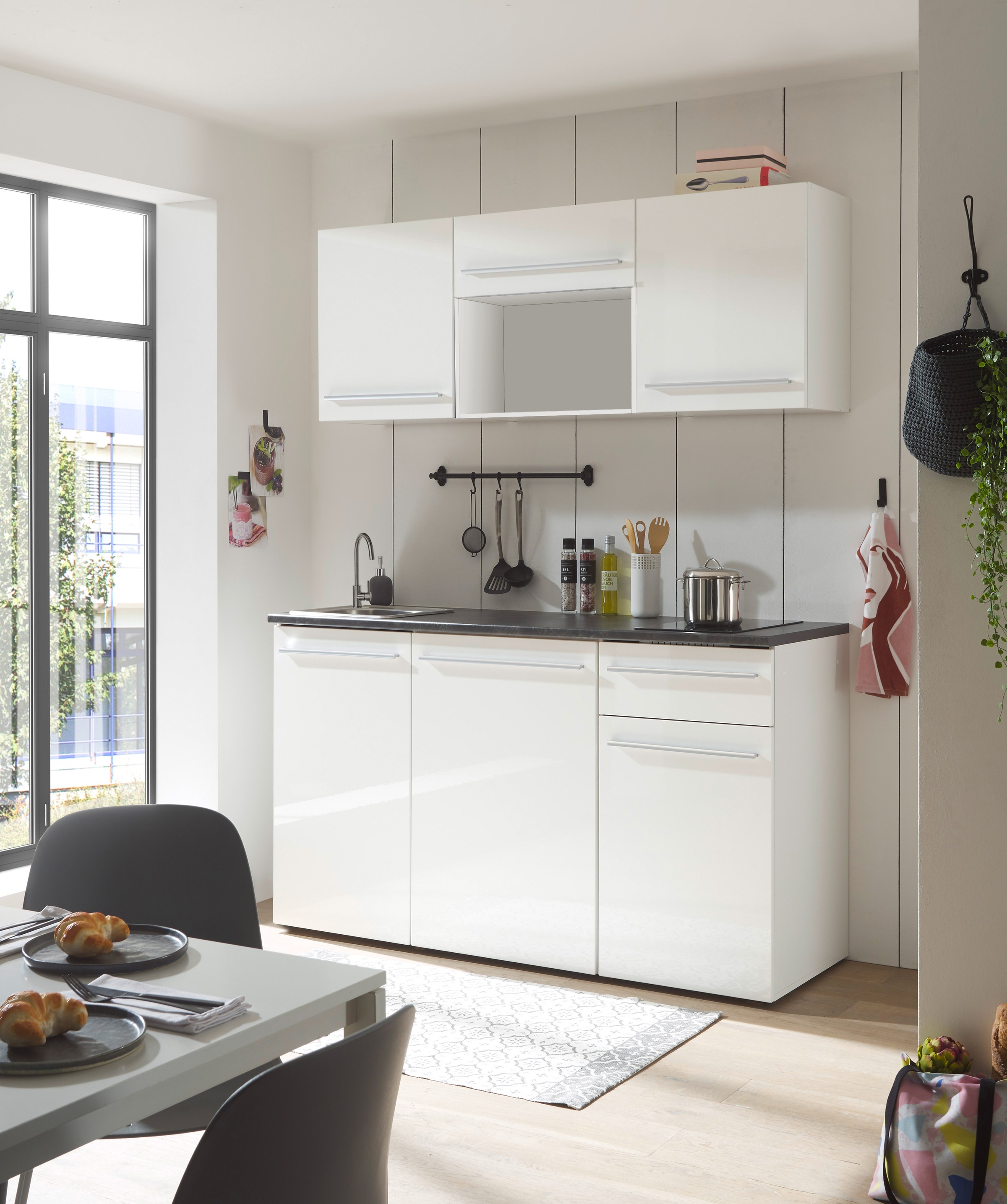 BASIC by Balculina Pantryküche »Jazz Singleküche« Breite 160 cm, wahlweise mit E-Geräten und Mikrowelle