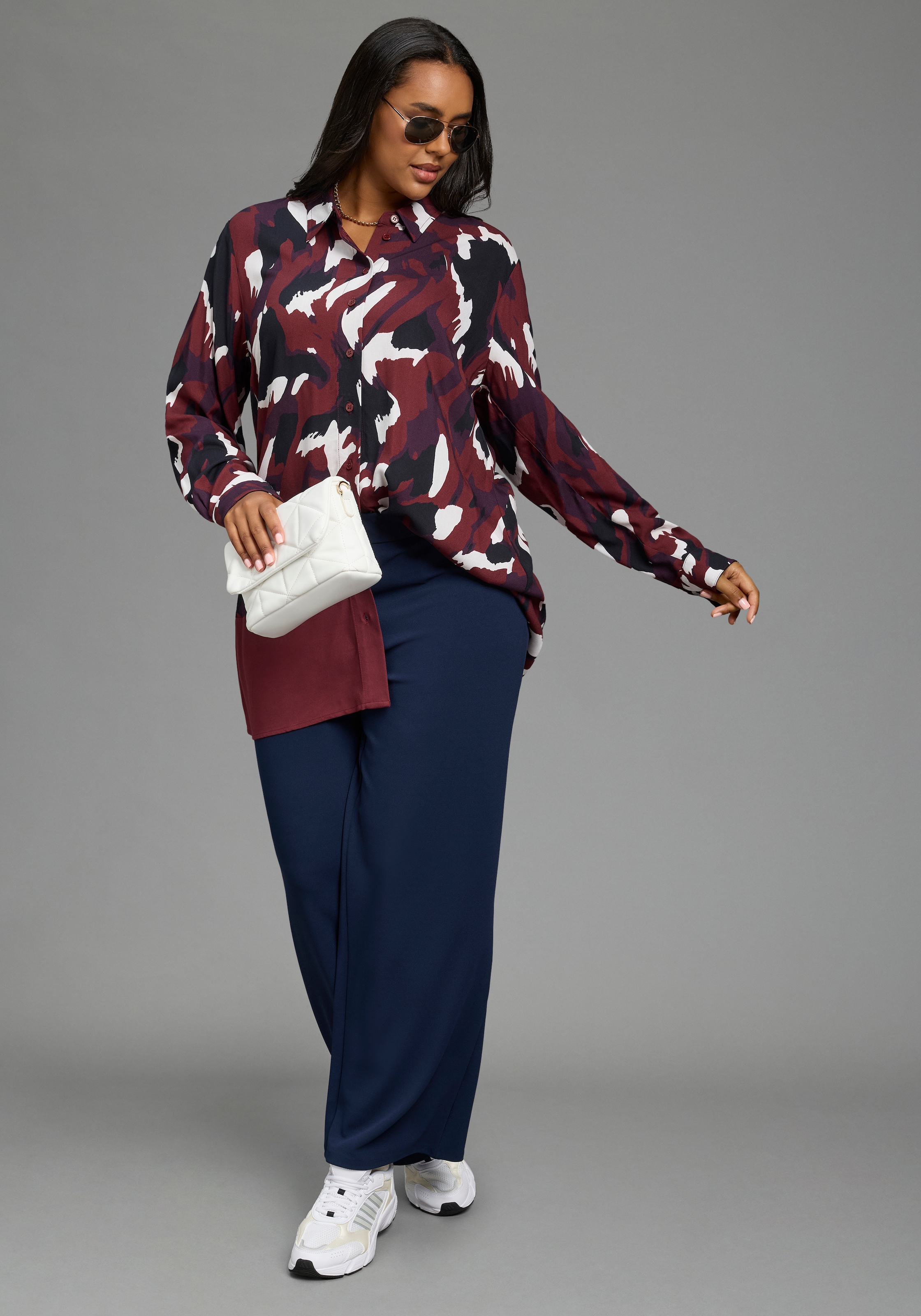 Laura Scott CURVE Longbluse »Grosse Grössen« Langarm, aus Viskose, figurumspielende Passform