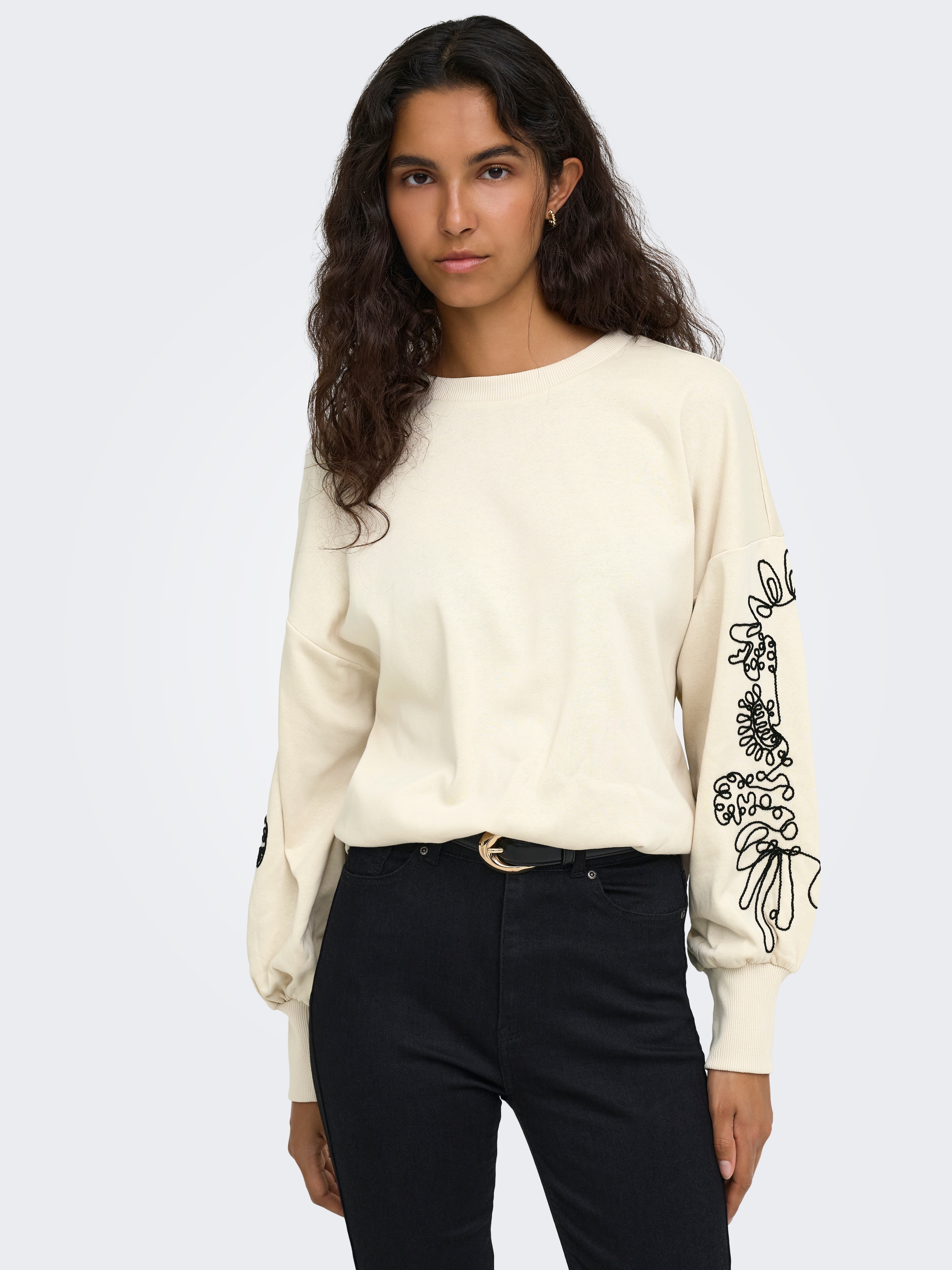 ONLY Sweat-shirt »ONLBROOKE L/S O-NECK DETAIL SWT NOOS«

