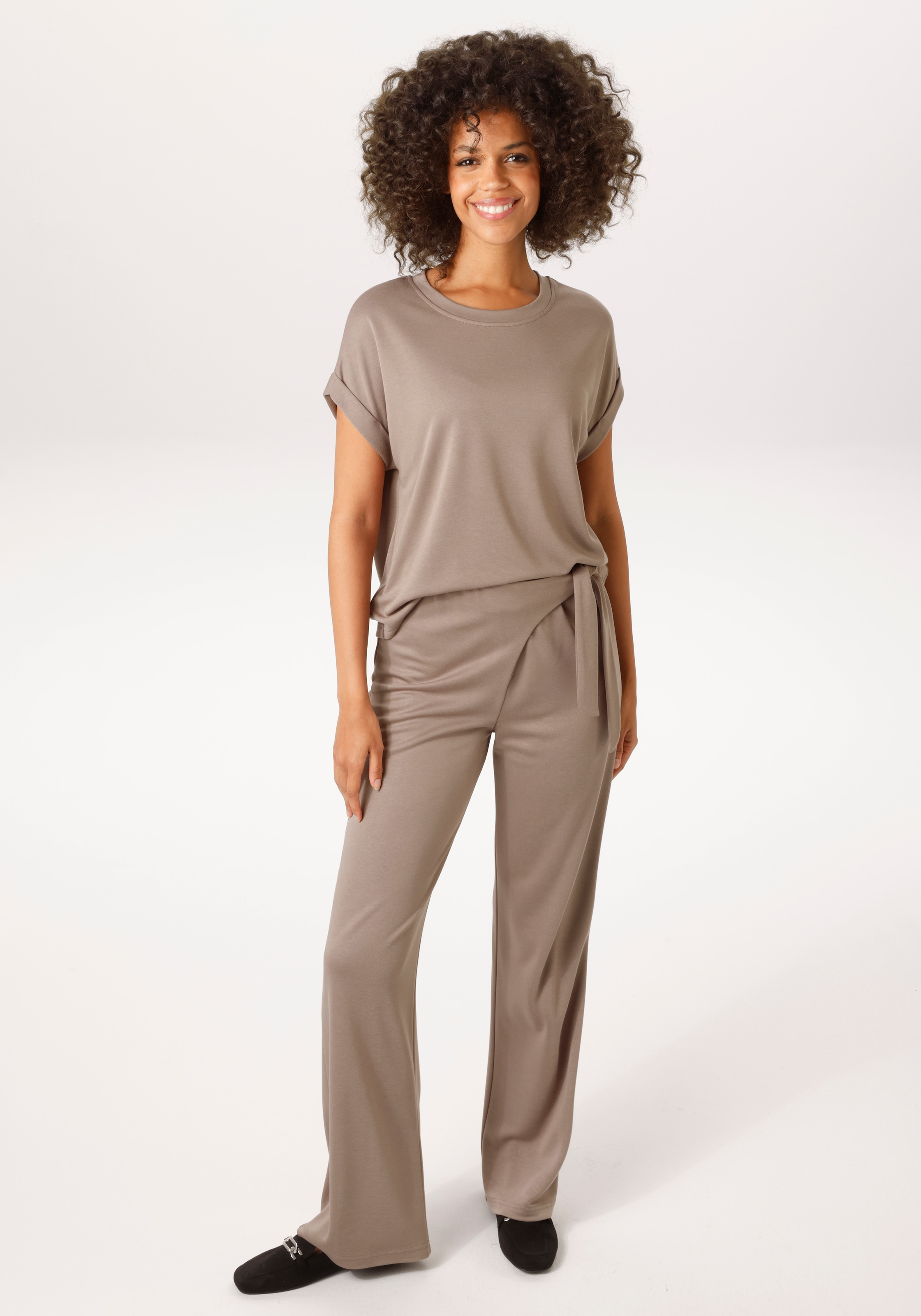 Aniston CASUAL T-Shirt mit fixiertem Ärmel-Umschlag - NEUE KOLLEKTION