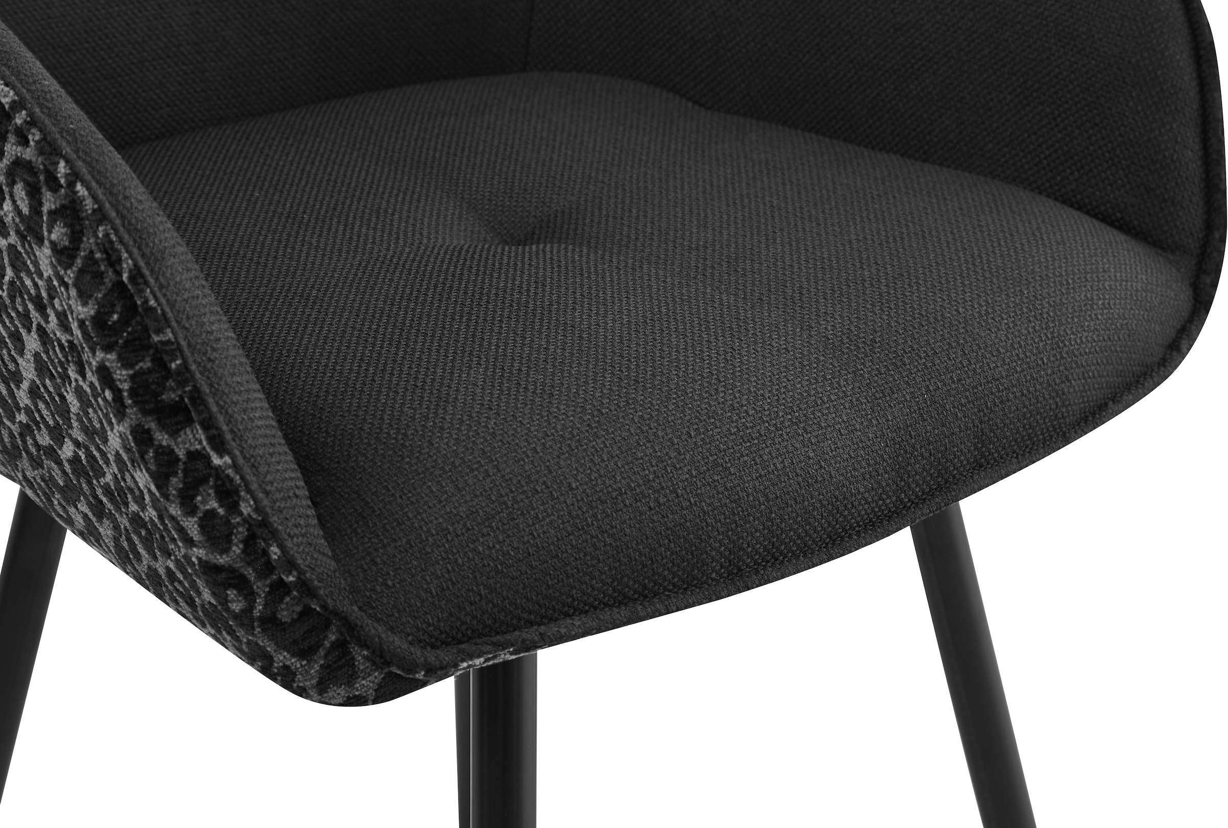 GOODproduct Chaise de salle à manger »Lincoln« (Ensemble) 2 cuismoderner Stuhl mit Leopardenlook, Webstoff und 360°-Drehfunktion