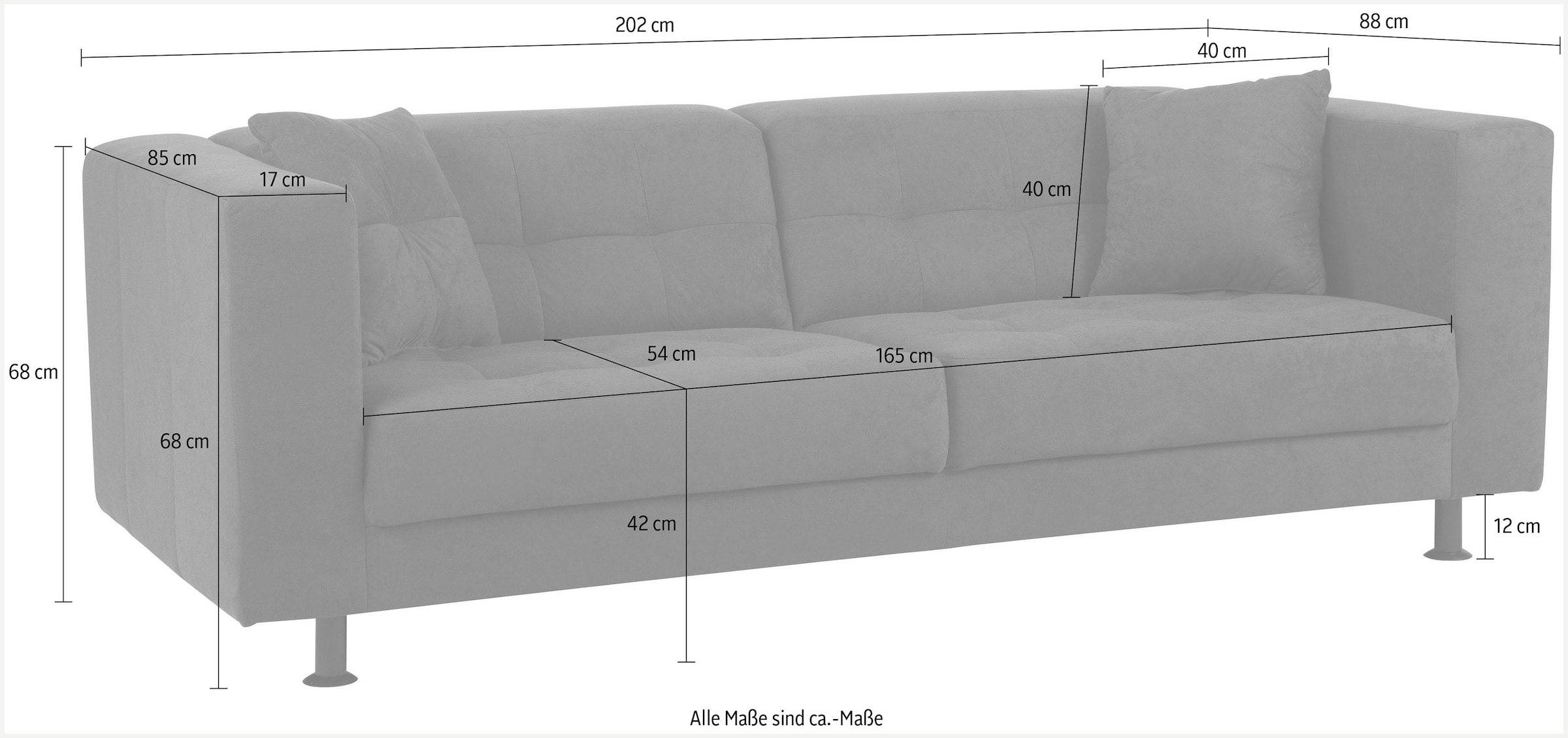 Home affaire 3-Sitzer »Bengo« mit Steppung im Sitz- und Rückenbereich, incl. Zierkissen