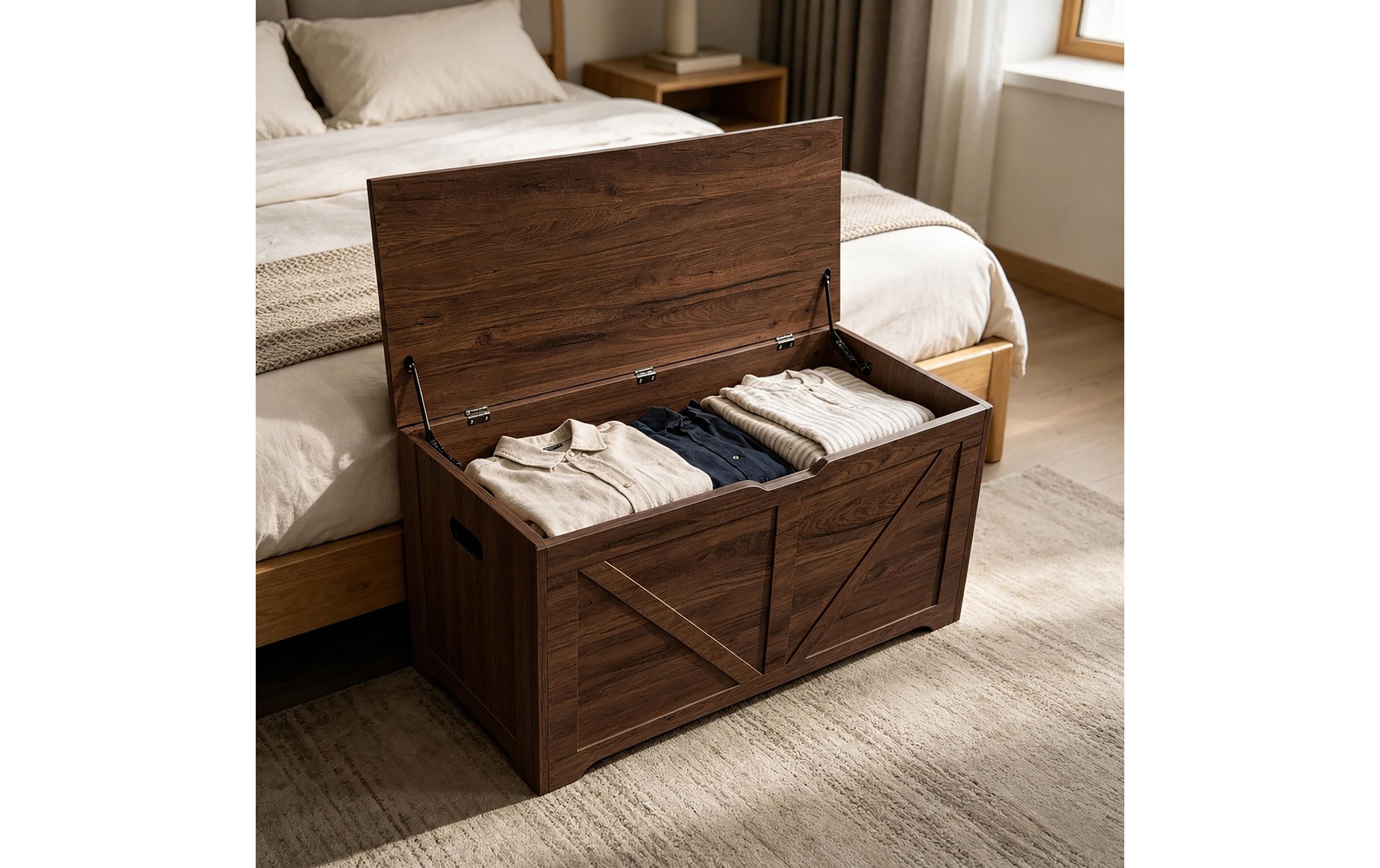 relaxdays Truhe »relaxdays Aufbewahrungstruhe 100 x 46 cm, Braun«