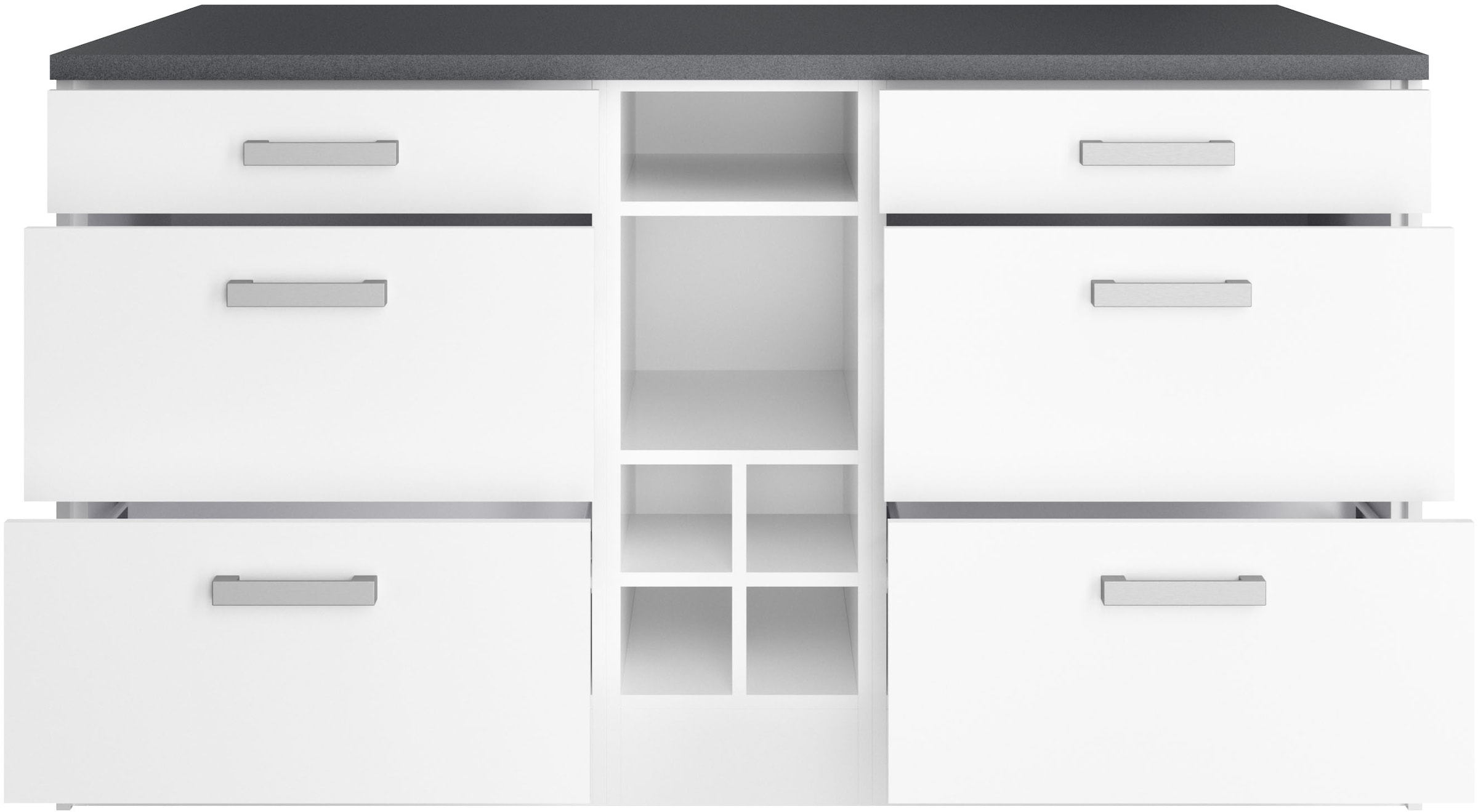 KOCHSTATION Ilot de cuisine »KS-Toronto« largeur 153 cm, façades MDF, casier à bouteilles