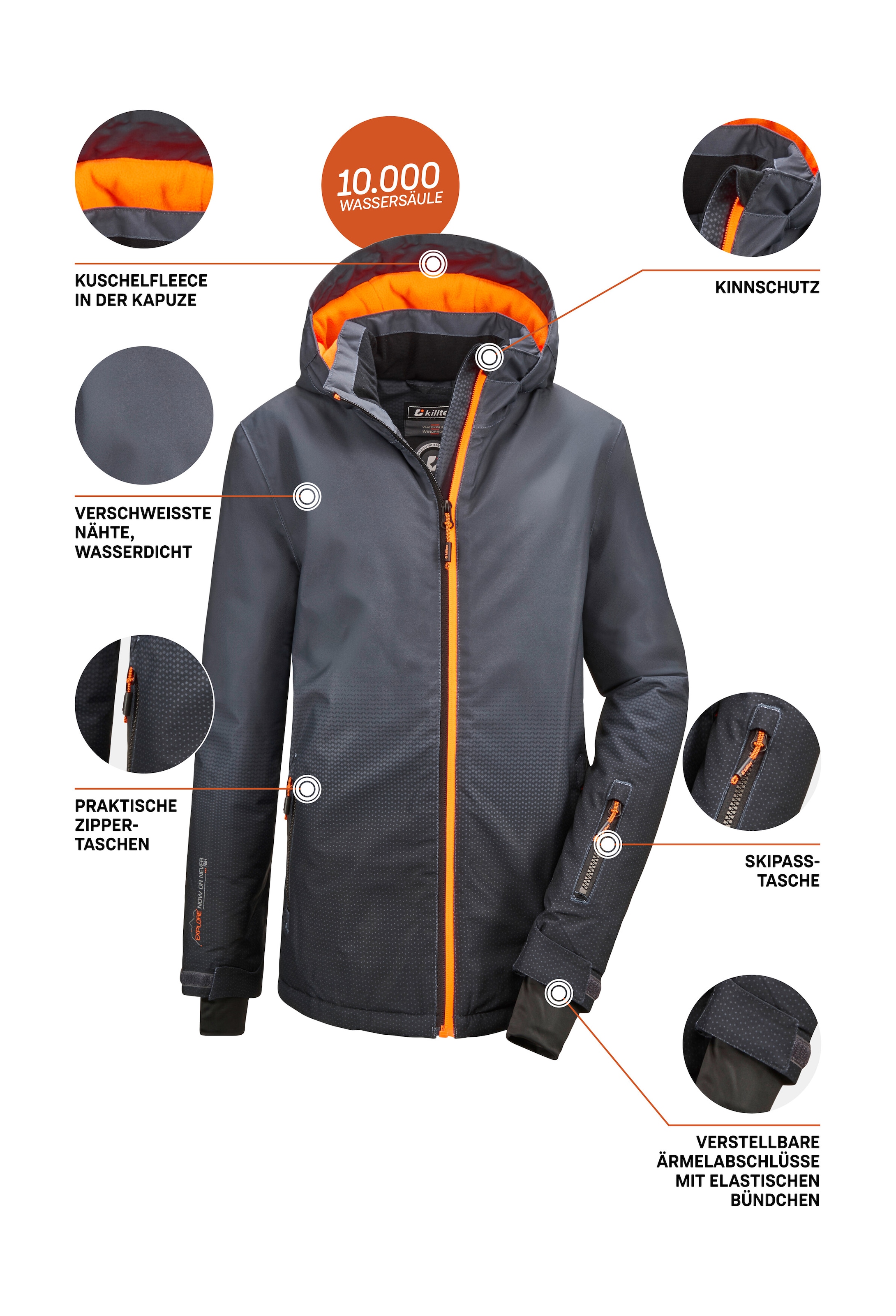 Killtec Veste d'extérieur »Lynge BYS JCKT E« Wasserdichte Funktionsjacke mit Schneefang und coolem Design