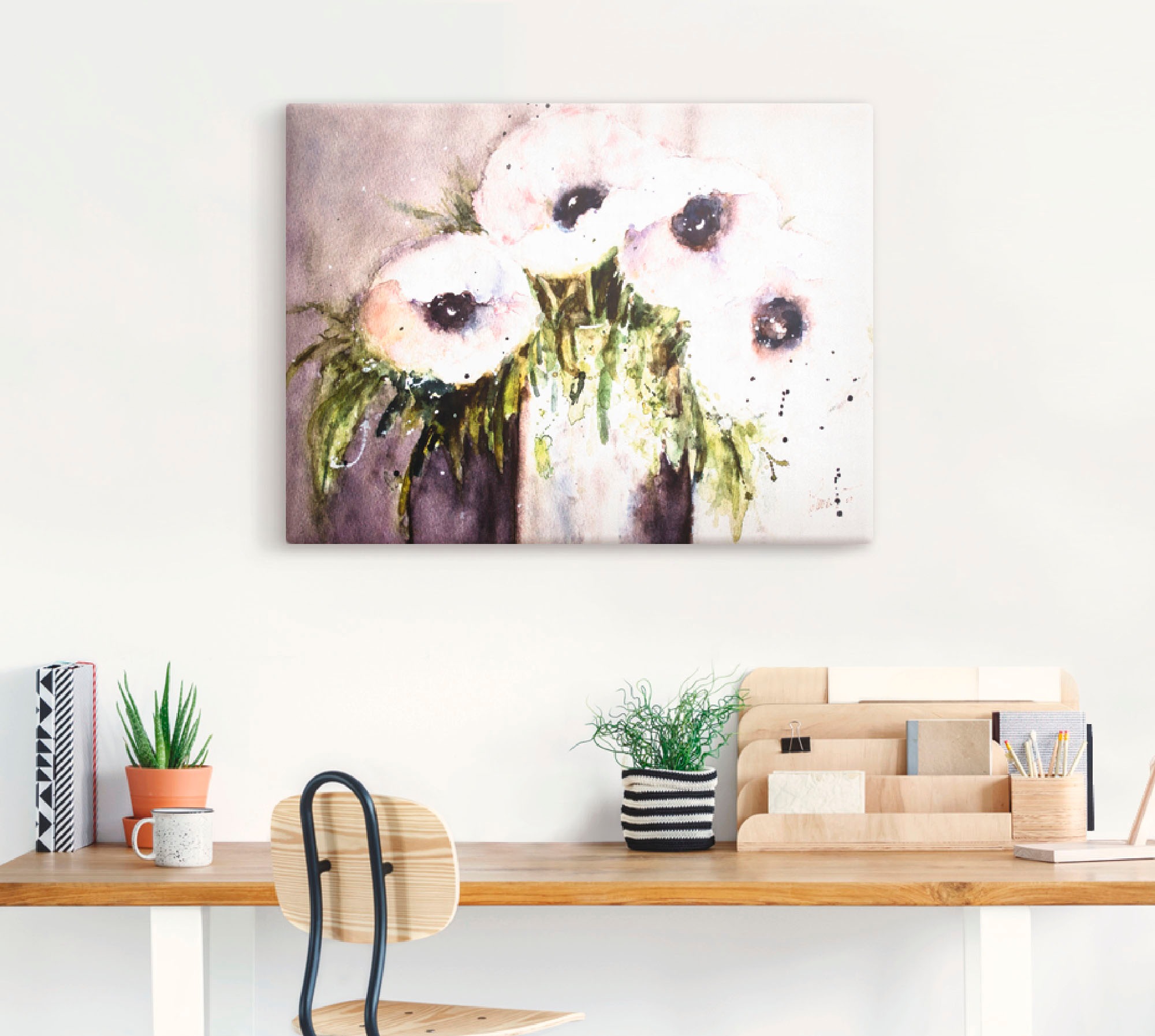 Artland Tableau sur toile »Lila Mohn in Vase« 1 cuis tlg. auf Holzrahmen gespannt