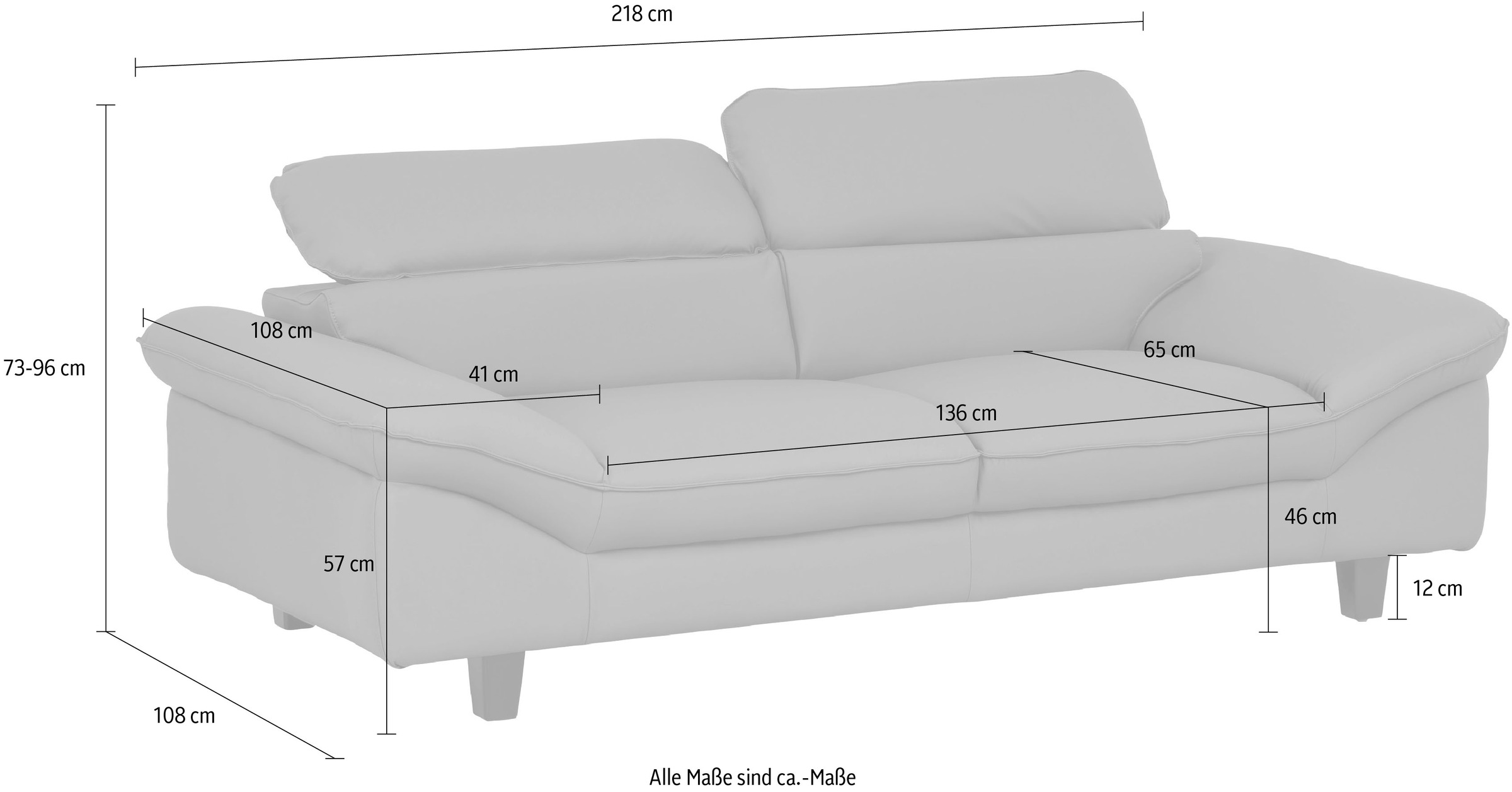 Home affaire 3-Sitzer »Pilot« Big-Sofa mit Kopfteilverstellung