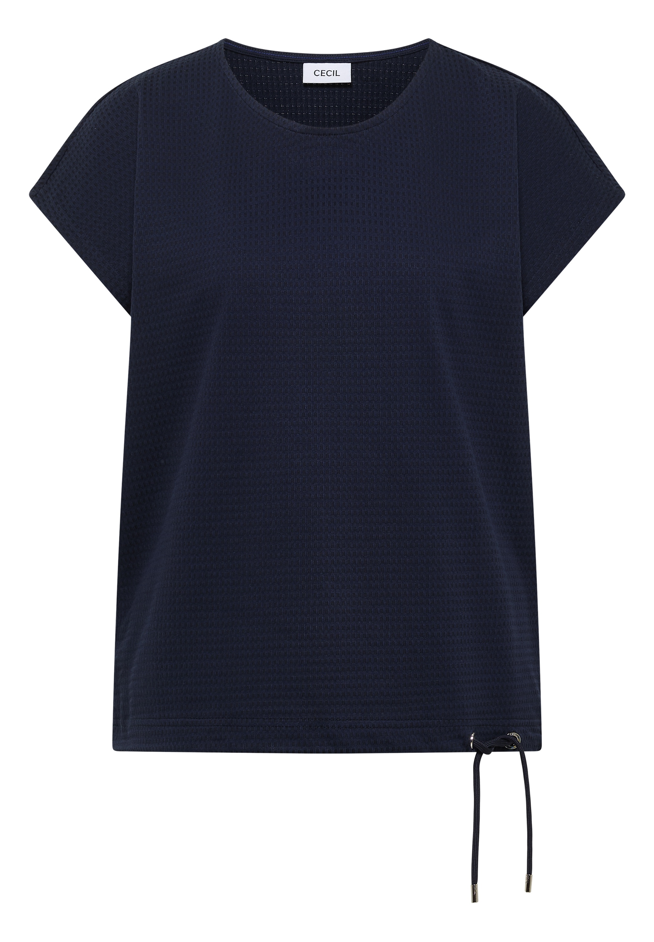 Cecil T-shirt T-shirt d'été à structure gaufrée, mélange de coton, cordon de serrage à l'ourlet