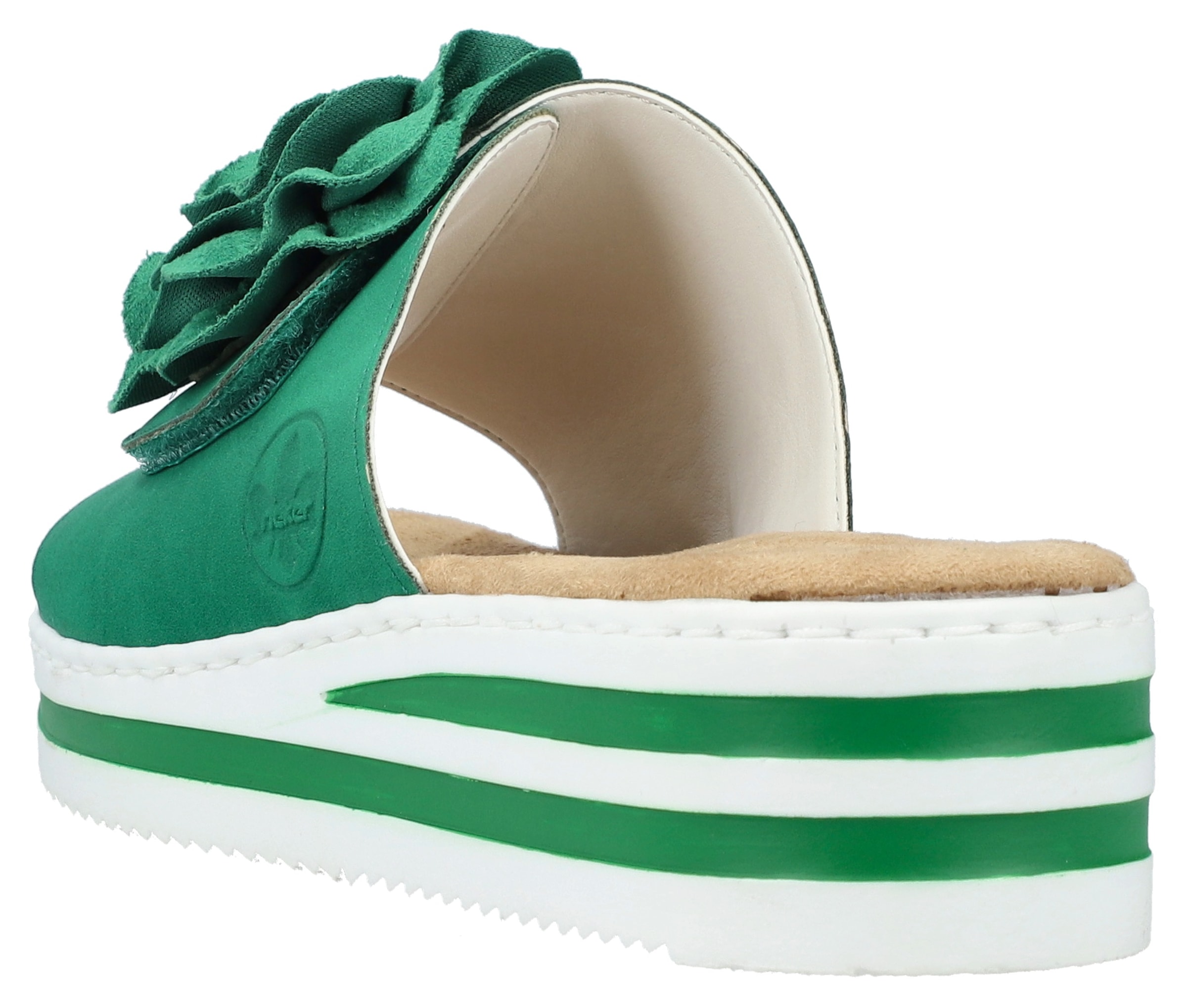 Rieker Pantolette  , Sommerschuh, Poolslide, Strandschuh, Keilabsatz, mit Klettverschluss