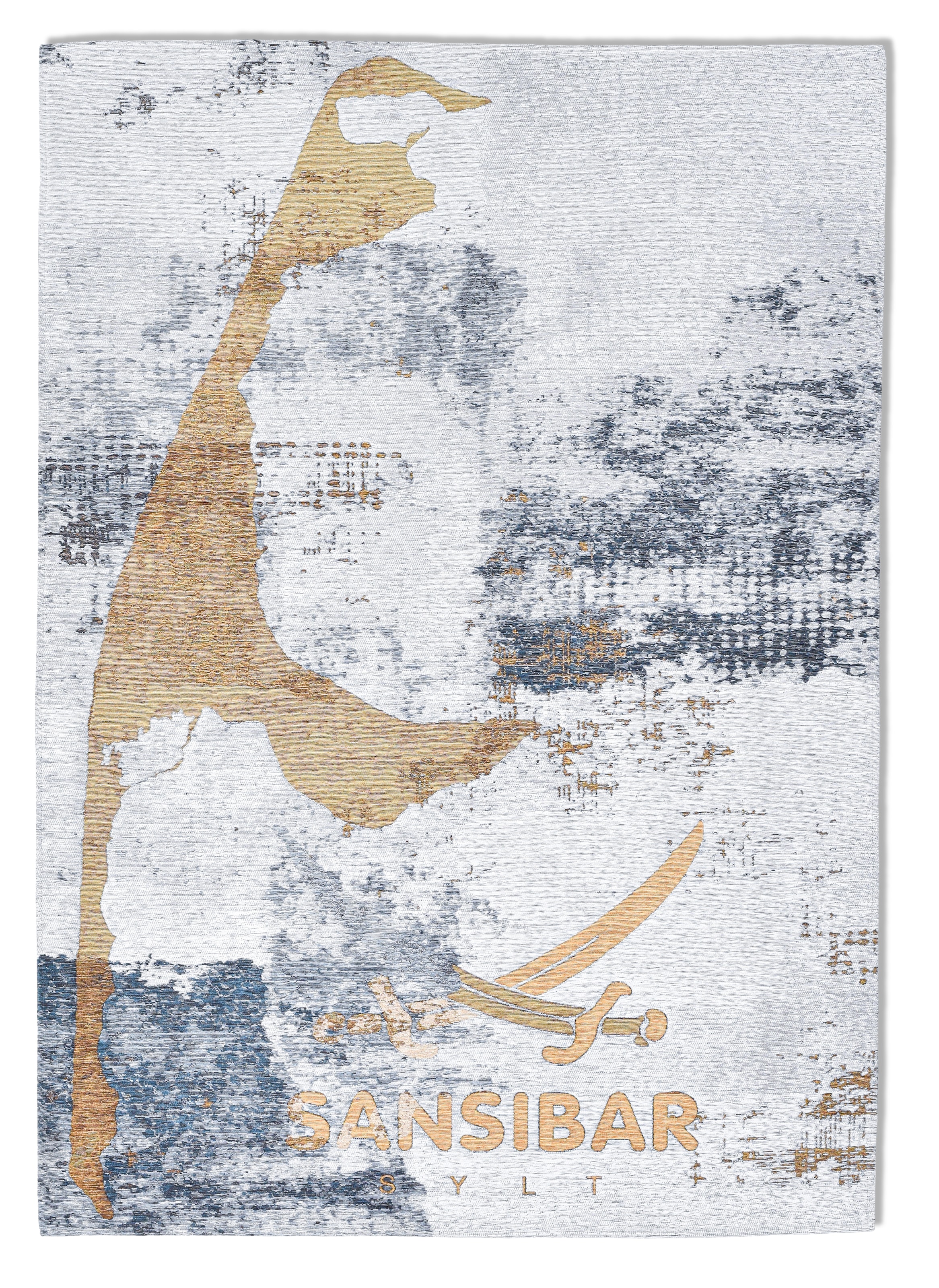 Sansibar Tapis »Keitum 012« Rectangulaire 3 mm Höhe Tissu plat, design moderne, motif Sylt & sabres croisés