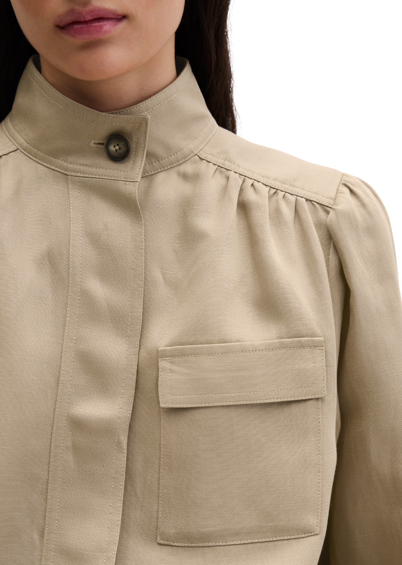 Marc O'Polo Veste courte Veste à col montant loose en mélange TENCEL™ Lyocell-lin