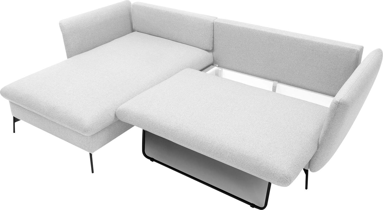 GOODproduct Canapé d'angle »LIVORNO,258 cm, L-Form,« Schlaffunktion u. Bettkasten (139/224cm), Samt, Struktur, Webstoff