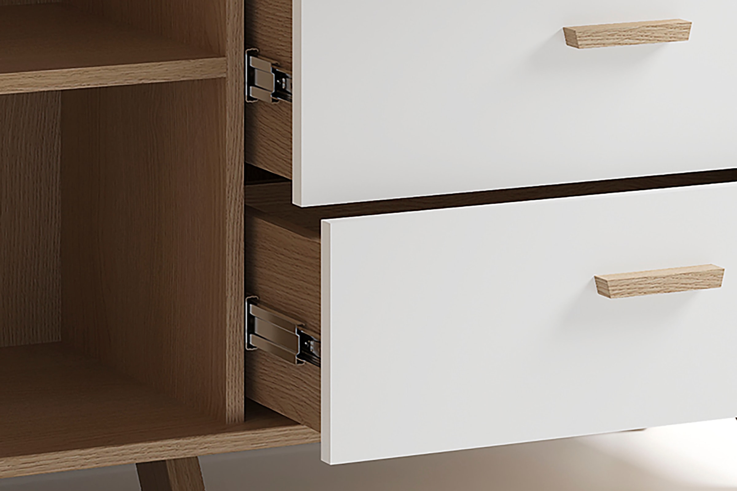 byLIVING Buffet haut »Bastian« 1 cuis tlg. mit massiven Holzfüssen und Griffen, natürlicher Eichenlook, 120cm