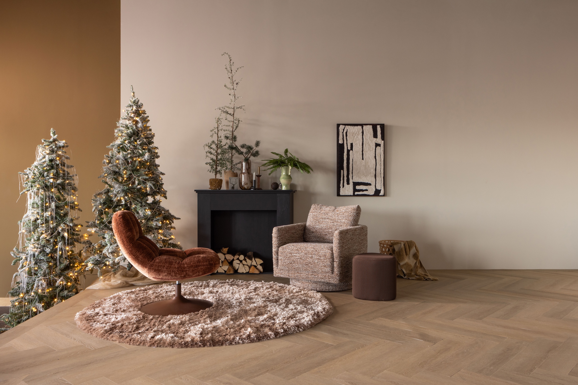 WOOOD Fauteuil pivotant »Oska mit Sizz-Melange-Bezug und Drehmechanismus B 78 x T 79 x H 64 cm« Capacité de charge 130 kg, haute résistance à l'usure, accoudoirs intégrés