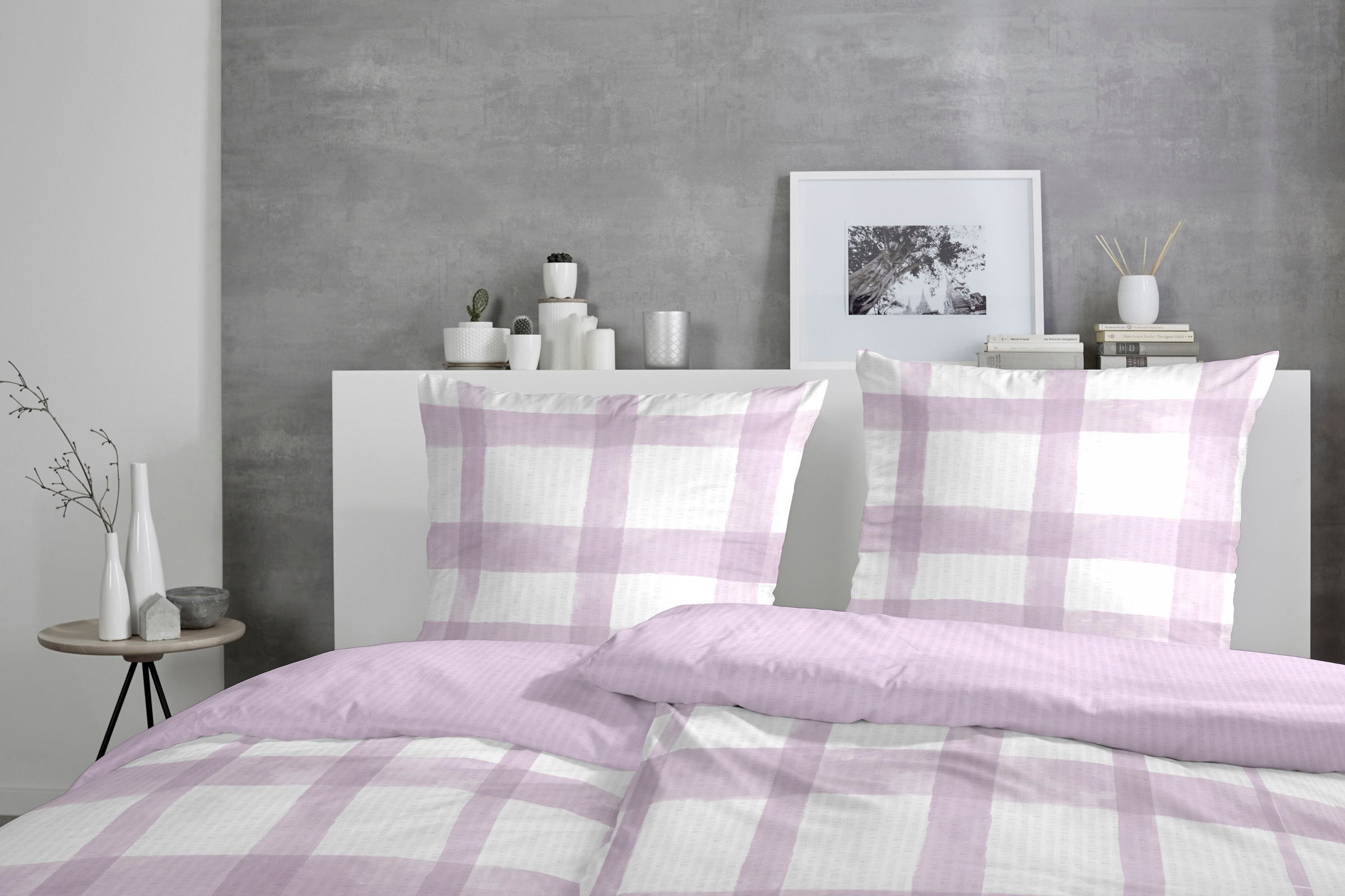 Primera Wendebettwäsche »Soft-Seersucker Bettwäsche Karo« 2 Stk. tlg. im modernen Karo-Look