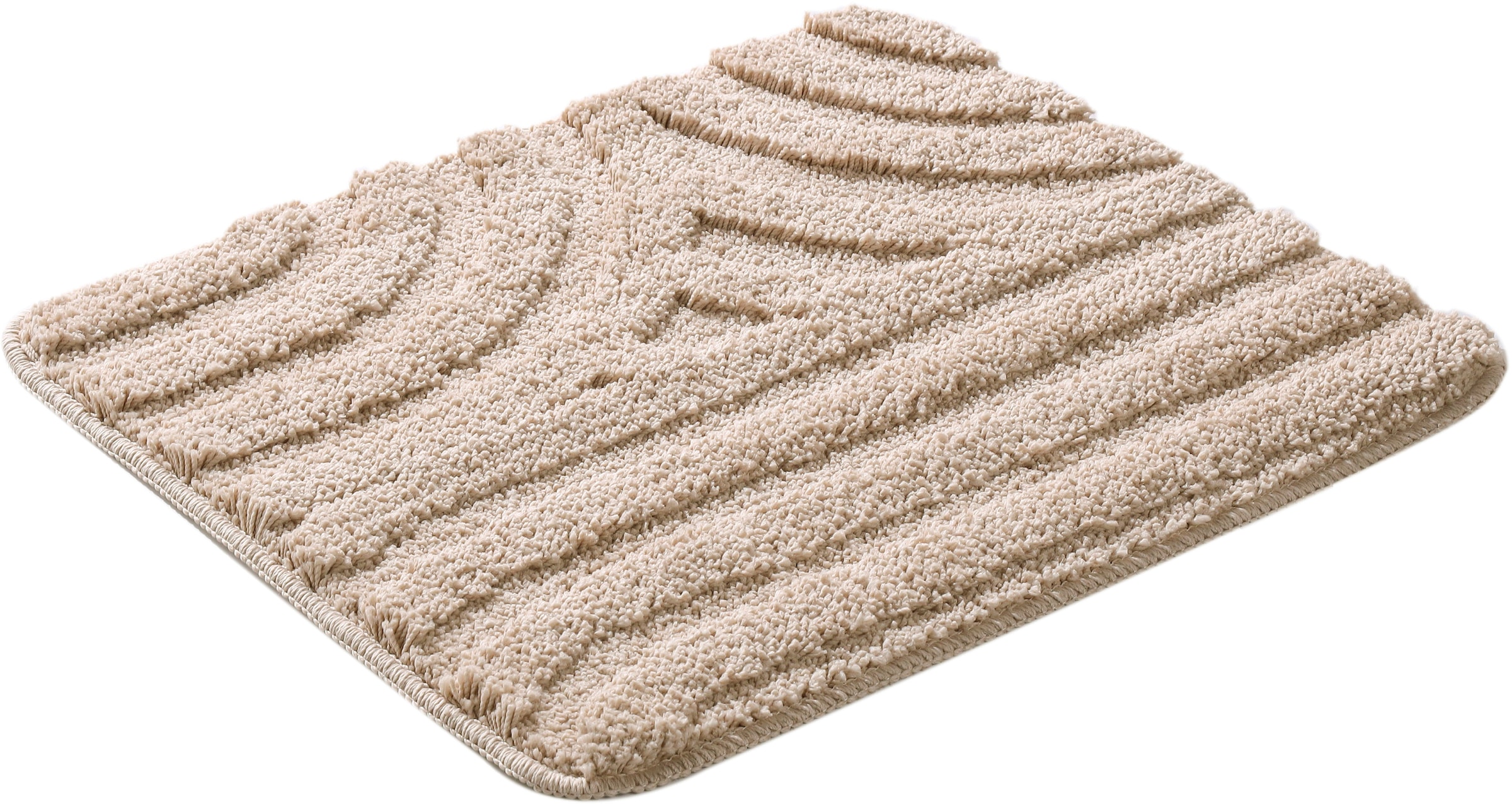 my home Badematte »Sanremo Scandi, Badvorleger, Badezimmer Teppich, Duschvorleger« Höhe 20 mm rutschhemmend beschichtet strapazierfähig Badteppich, Uni Farben, Hoch-Tief-Effekt, modernes Muster, Boho