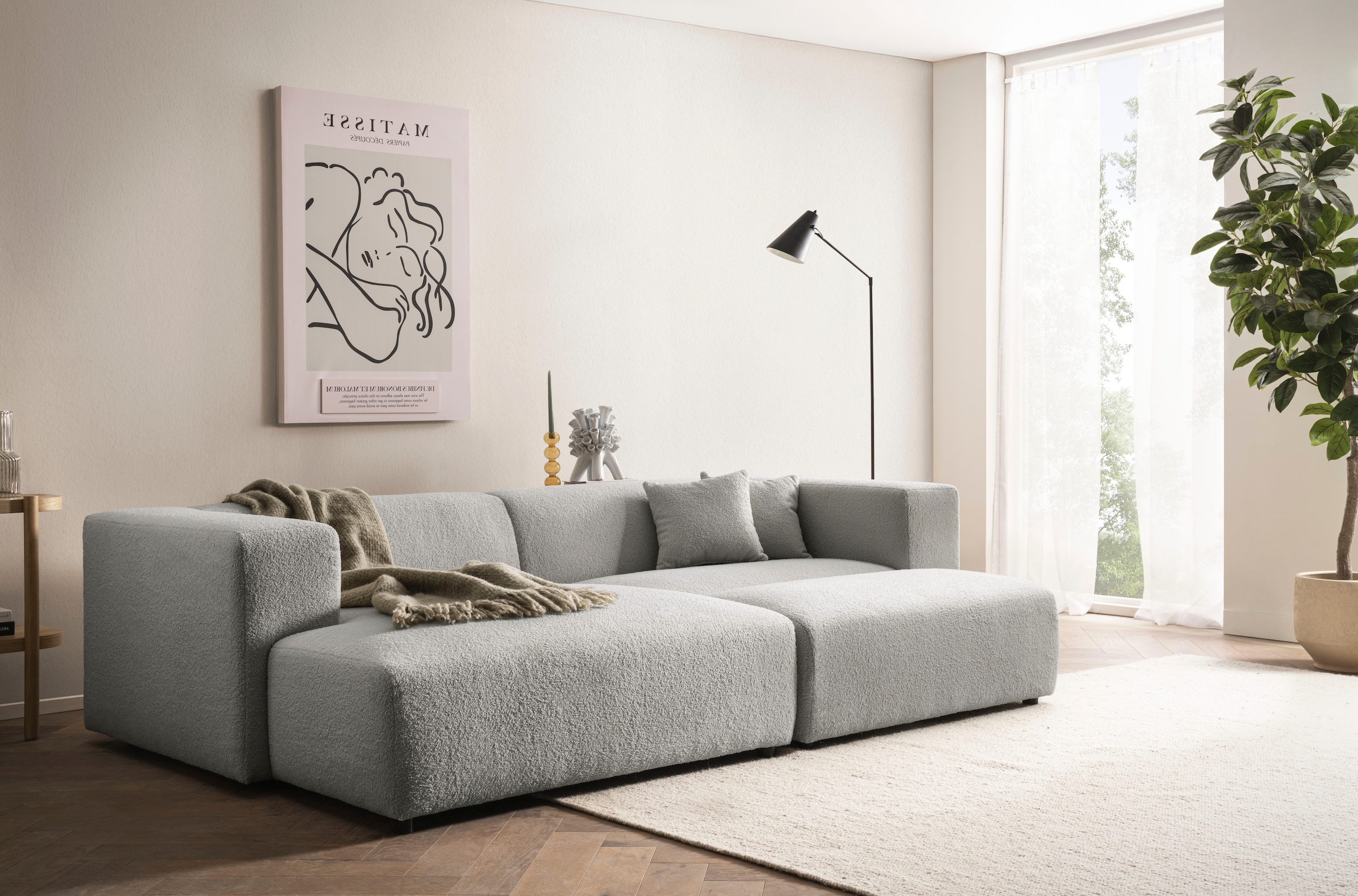 Home affaire Polsterecke »BAKELS, Ecksofa-Set mit Hocker, L-Form mit Schlaffunktion« Ecksofa-Set (incl. Hocker) im trendigen Megacord