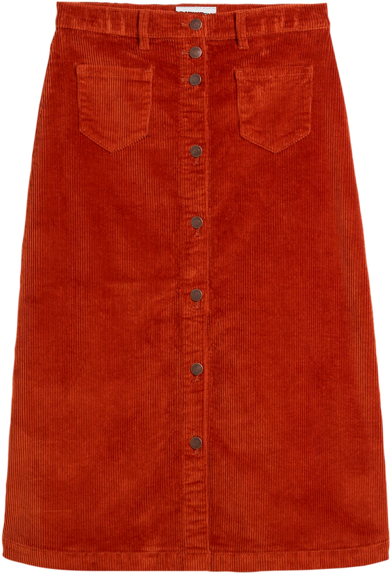 bonprix Cordrock mit Stretch, mit durchgehender Knopfleiste, mit Gürtelschlaufen