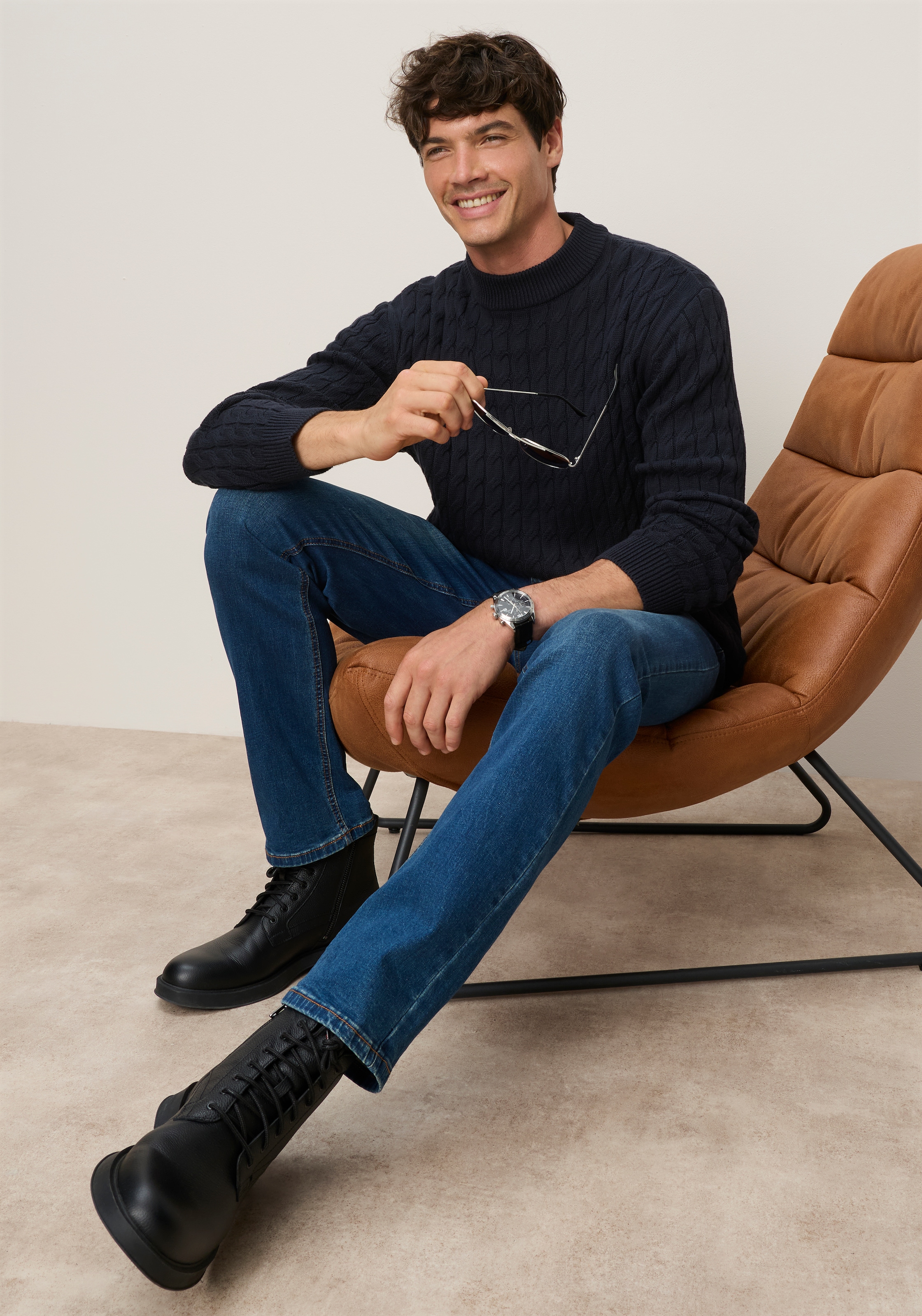 Bruno Banani Pull à col montant en tricot, coupe régulière, longueur normale