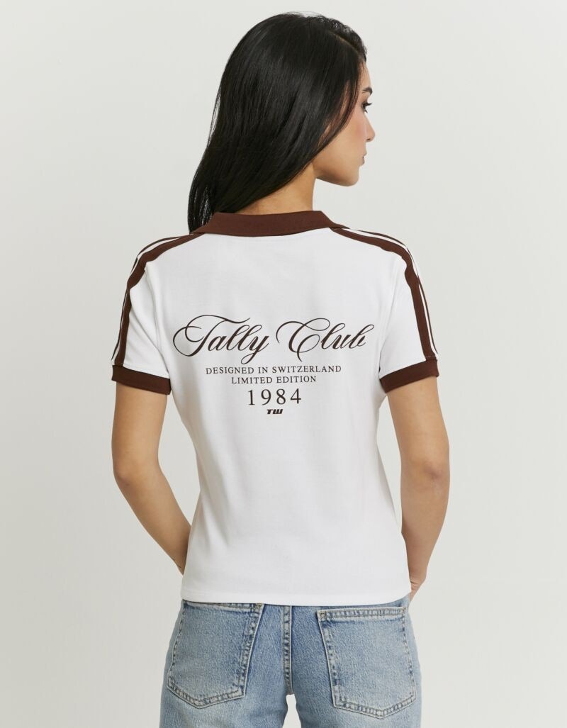 Tally Weijl Polo »STSCOMITSKI« Baumwollmischung, Poloshirt, verkürzt geschnitten