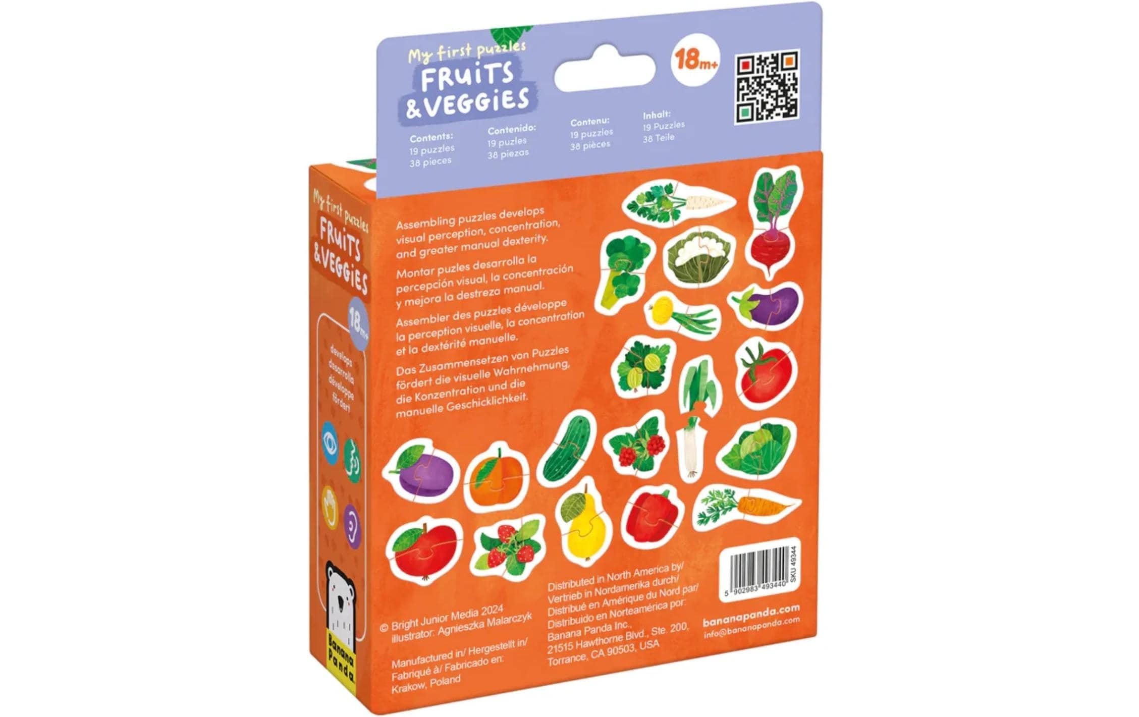   Puzzle »Banana Panda My First Fruits & Veggies Pappe 38 Teile« Englisch, Multilingual