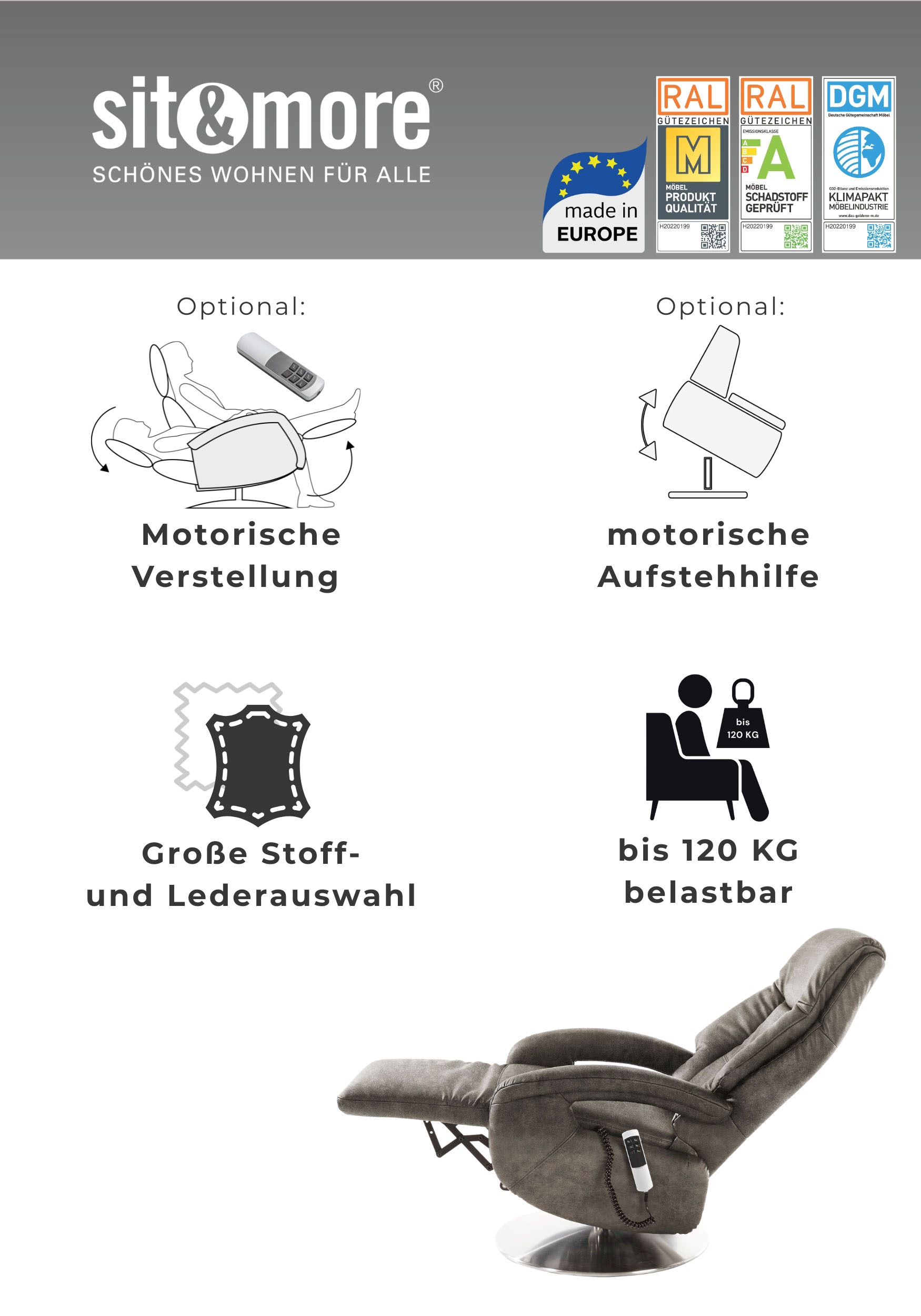 sit&more Fauteuil TV »Enjoy« in Grösse M, wahlweise mit Motor und Aufstehhilfe