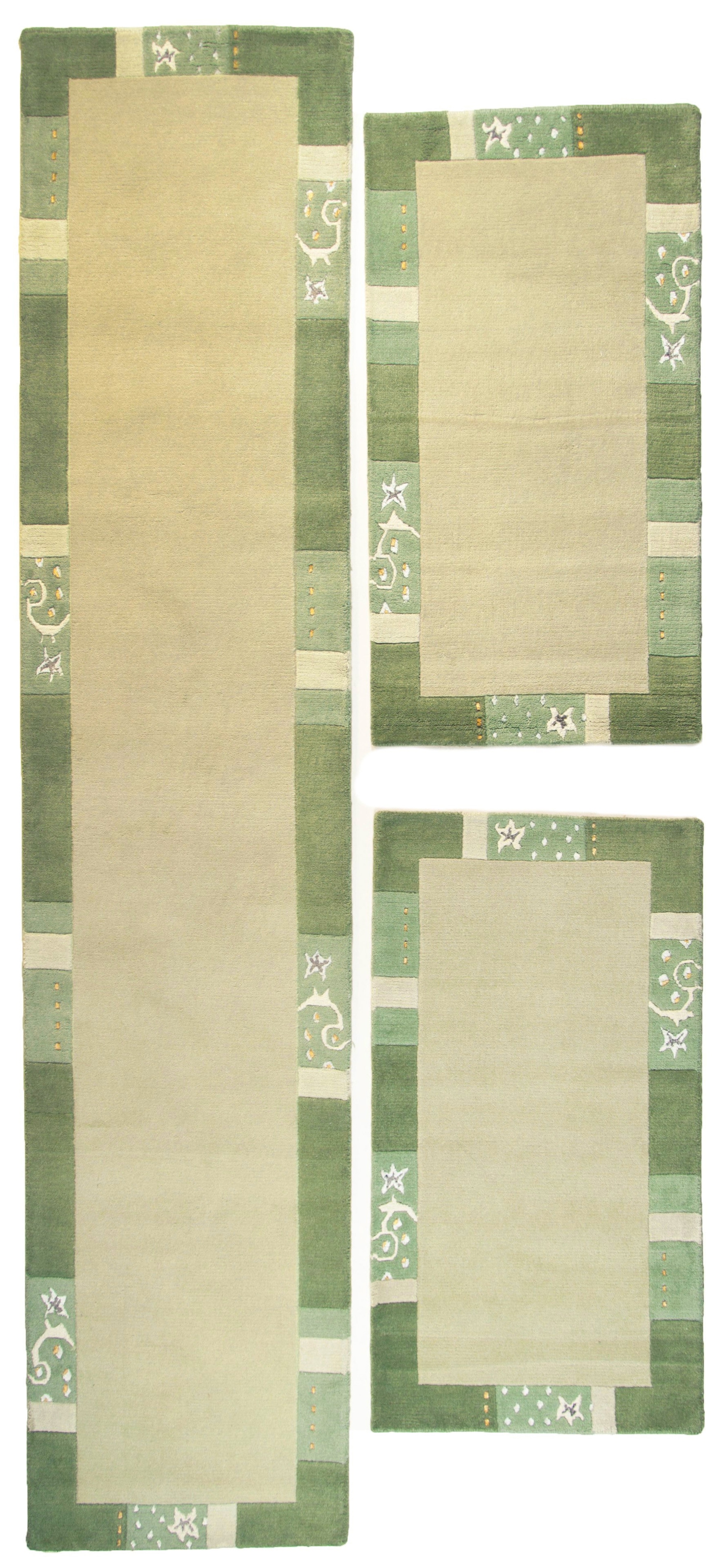 THEKO Bordure de lit »Royal Ganges« Höhe 13 mm 3 cuis tlg. Tapis de lit, ensemble de 3 coureurs pour chambre, 95% laine