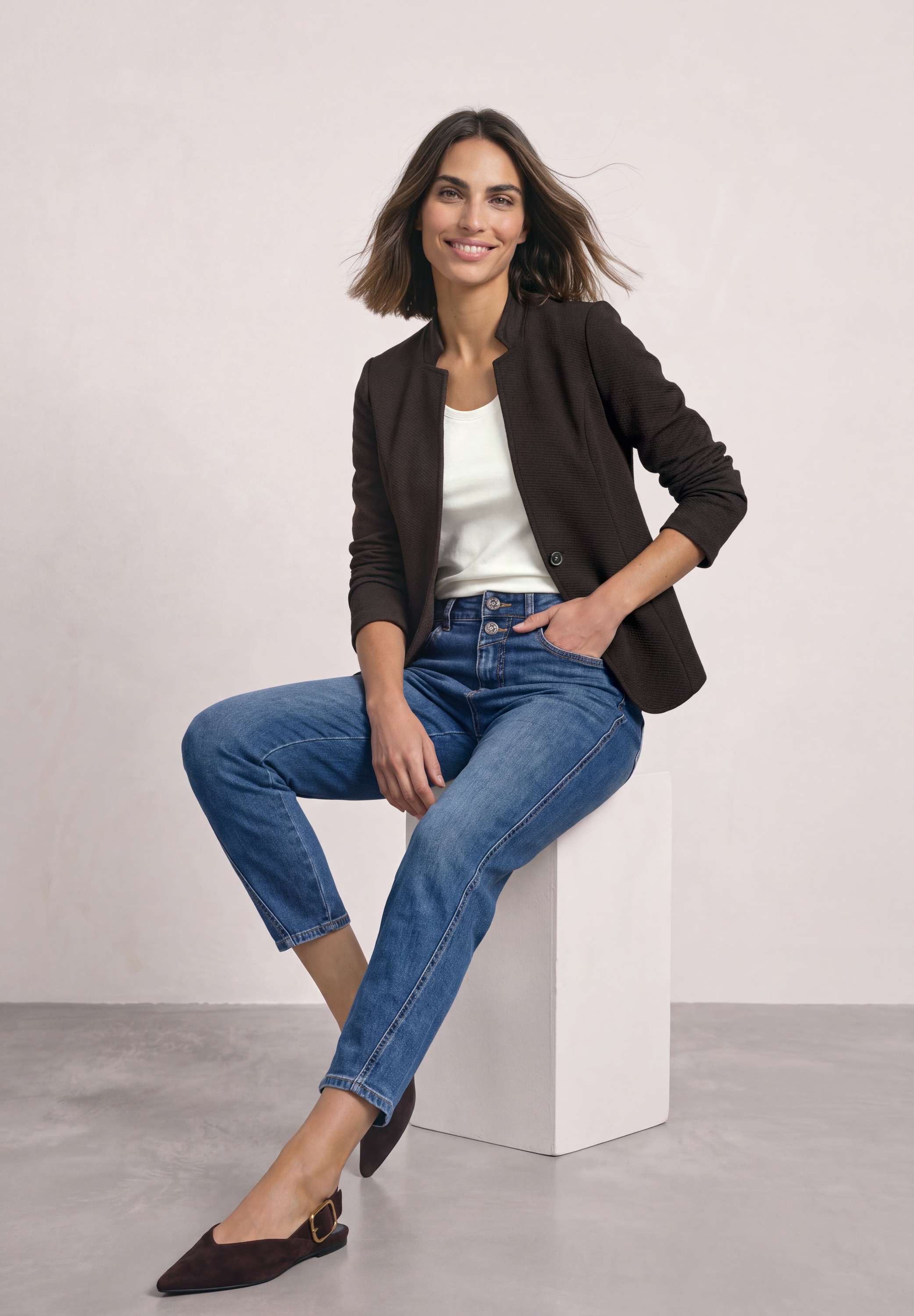 STREET ONE Blazer en jersey qualité structurée, uni, teneur en élasthanne