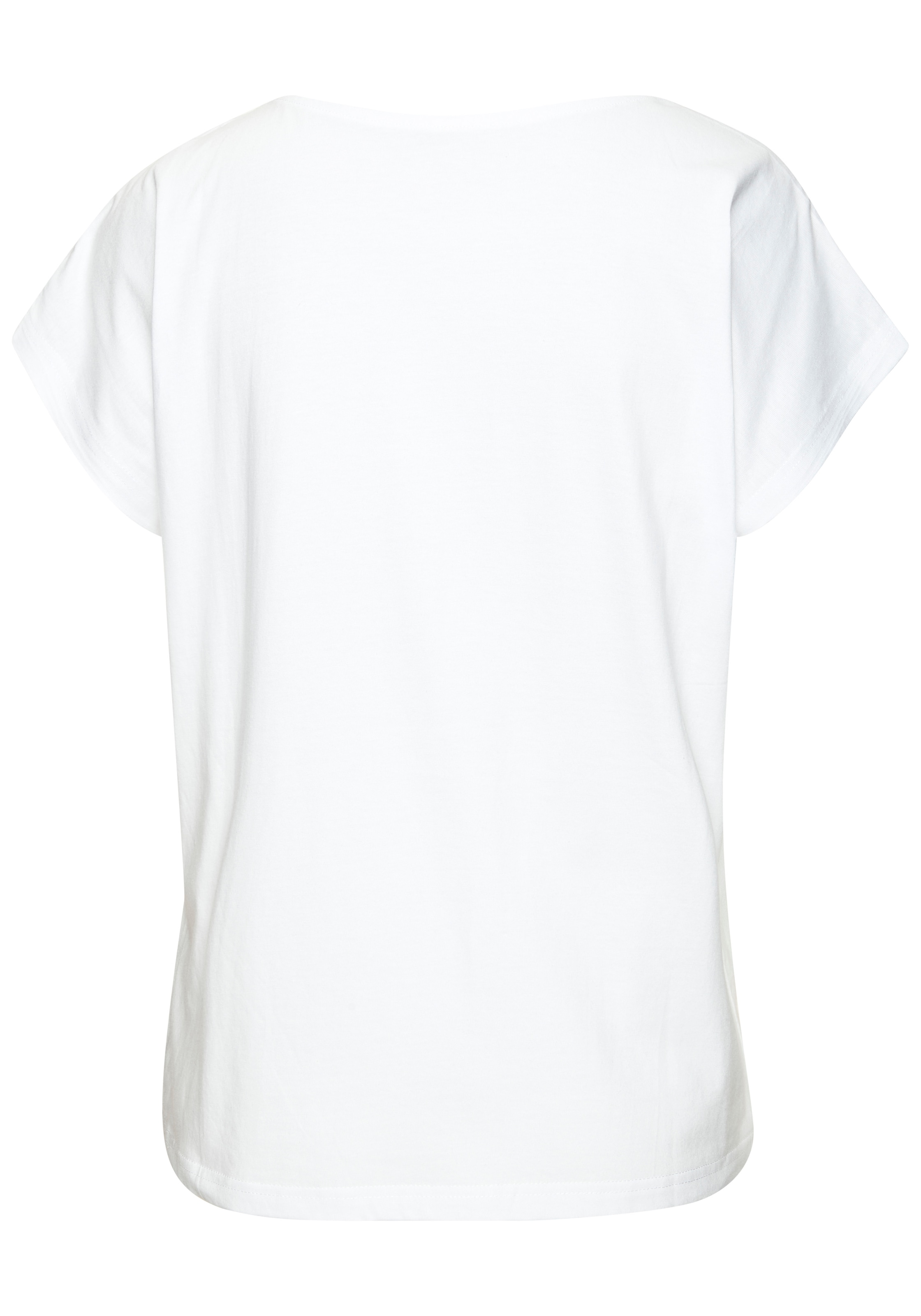 LASCANA T-shirt »mit glitzerndem Frontprint« en qualité viscose-coton agréable