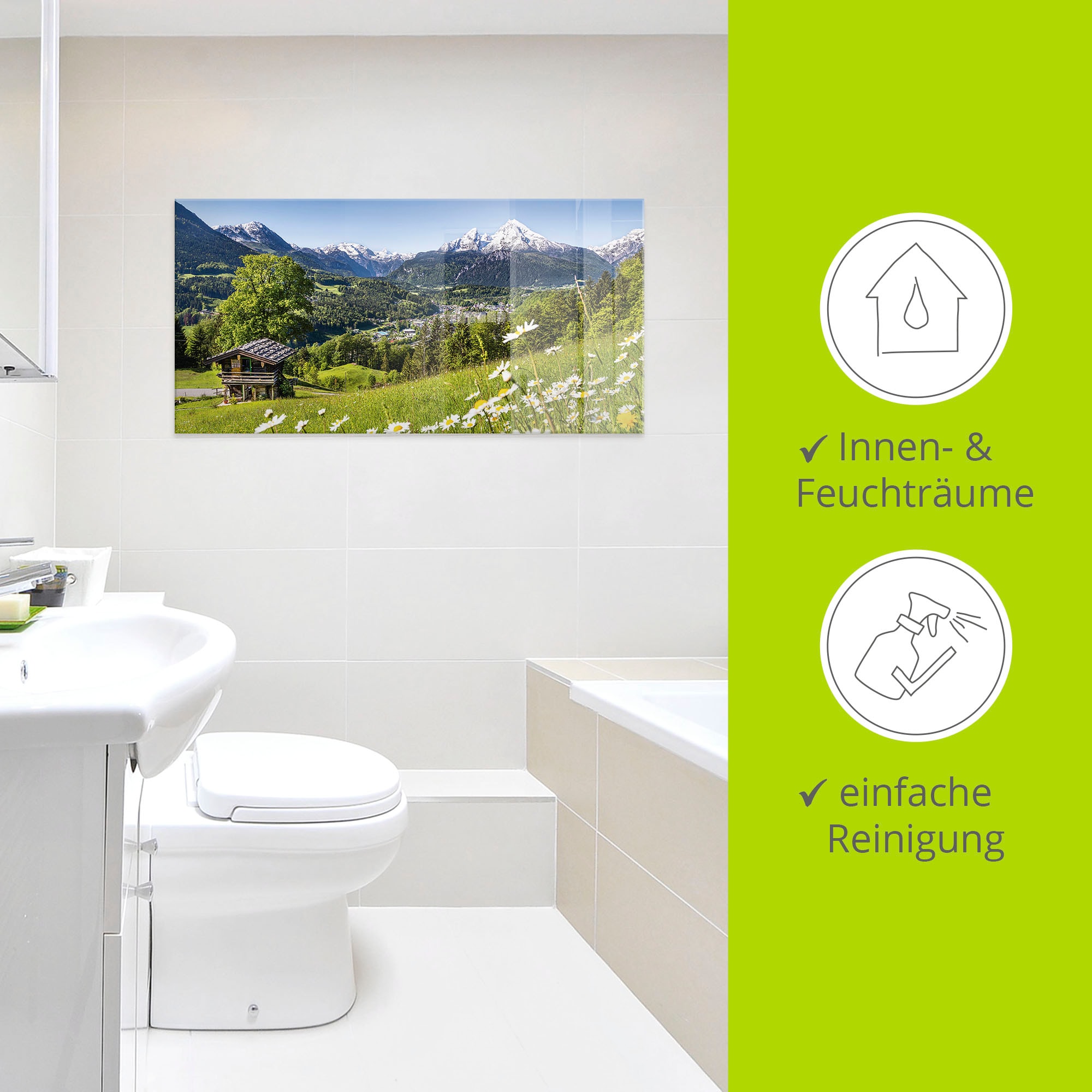 Artland Tableau en verre »Landschaft in den Bayerischen Alpen« 1 cuis tlg. in verschiedenen Grössen