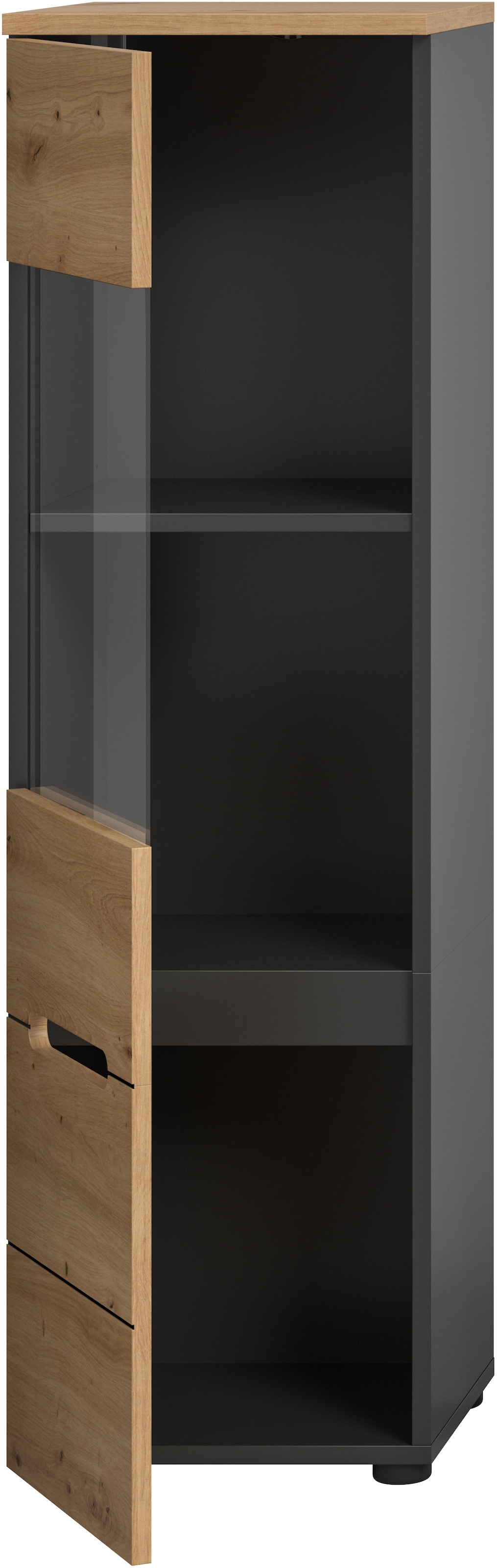 Home affaire Vitrine »REHAT, TOPSELLER!, Höhe 125 cm, 1 Glastür, 1 Böden, 3 Fächer« stehend und hängend montierbar, 1 Stk. tlg. Vitrinenschrank, Schrank, Glasvitrine, Wohnzimmervitrine