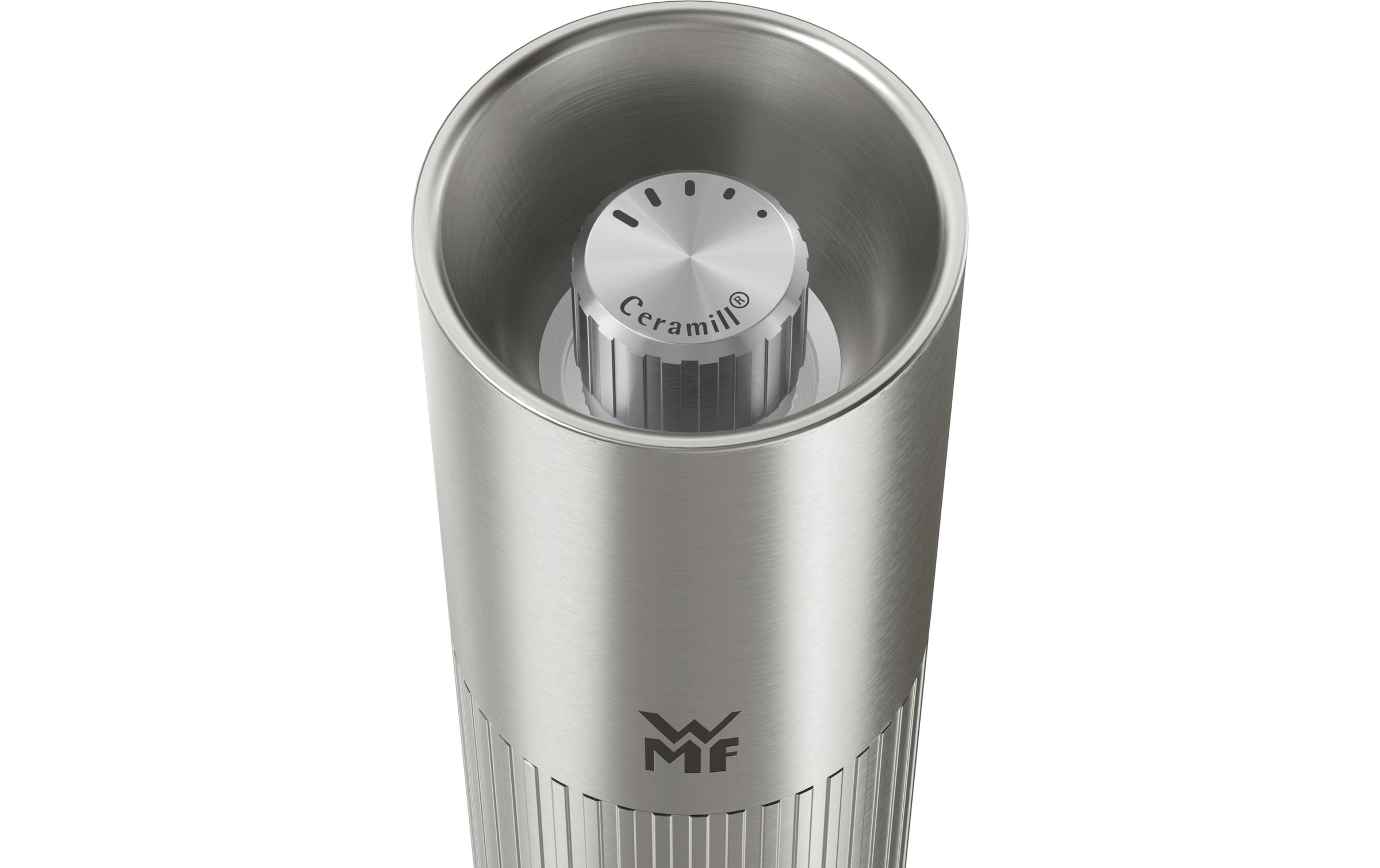 WMF Moulin à épices »Signature Pro, aus Edelstahl« Keramikmahlwerk, einstellbarer Mahlgrad, magnetischer Deckel