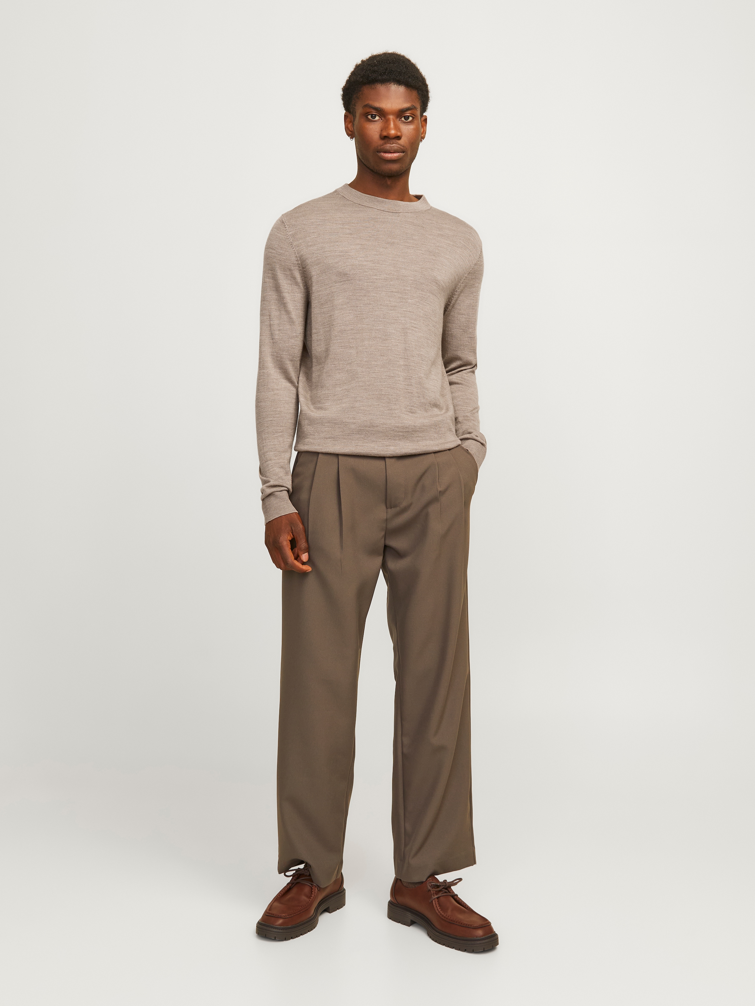 Jack & Jones Pull à col rond »JPRBLAMARK MERINO KNIT CREW NECK LN« Laine, coupe régulière