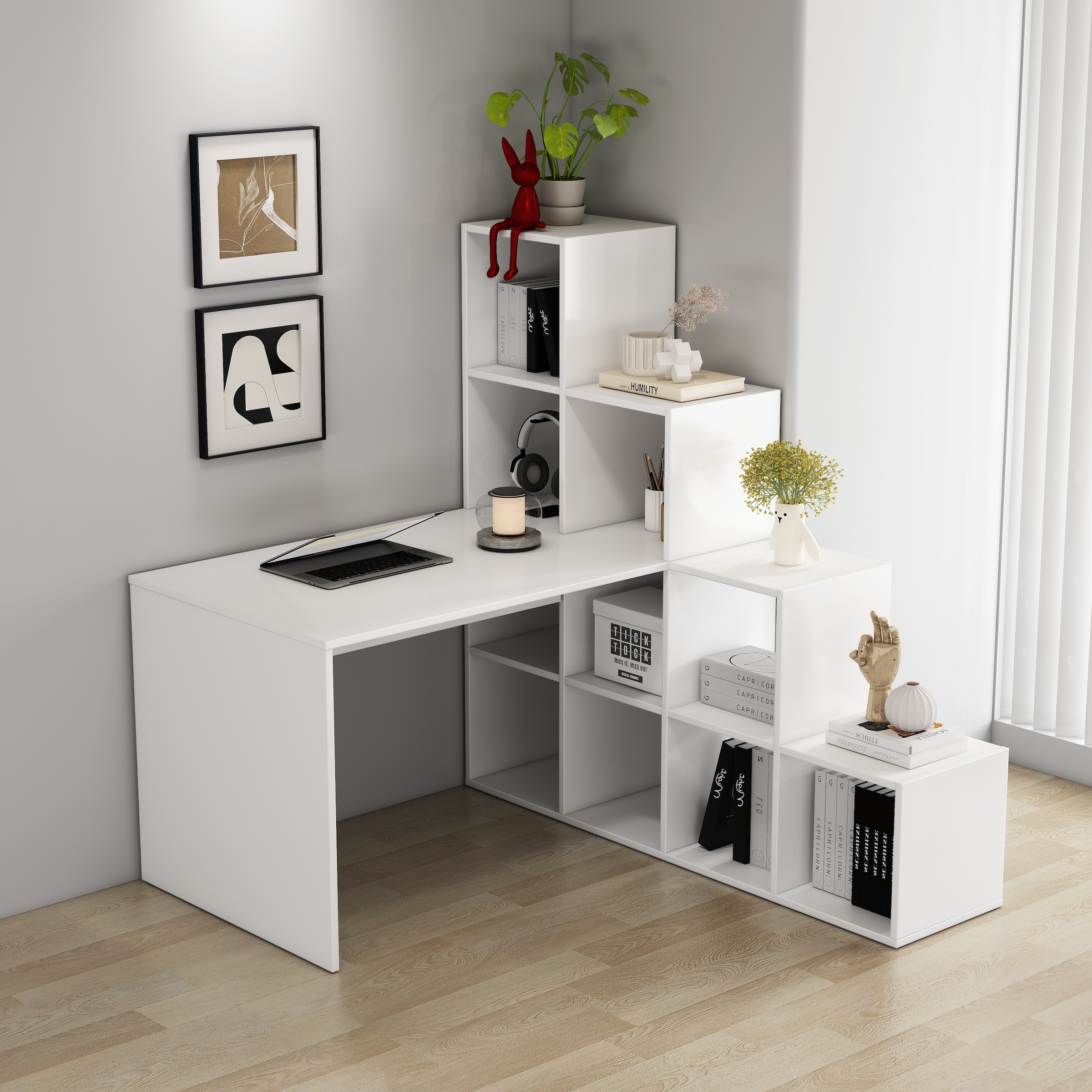 GOODproduct Regal-Schreibtisch »Ciela« flexible Aufstellmöglichkeiten, wechselseitig  montierbar, B. 137 cm