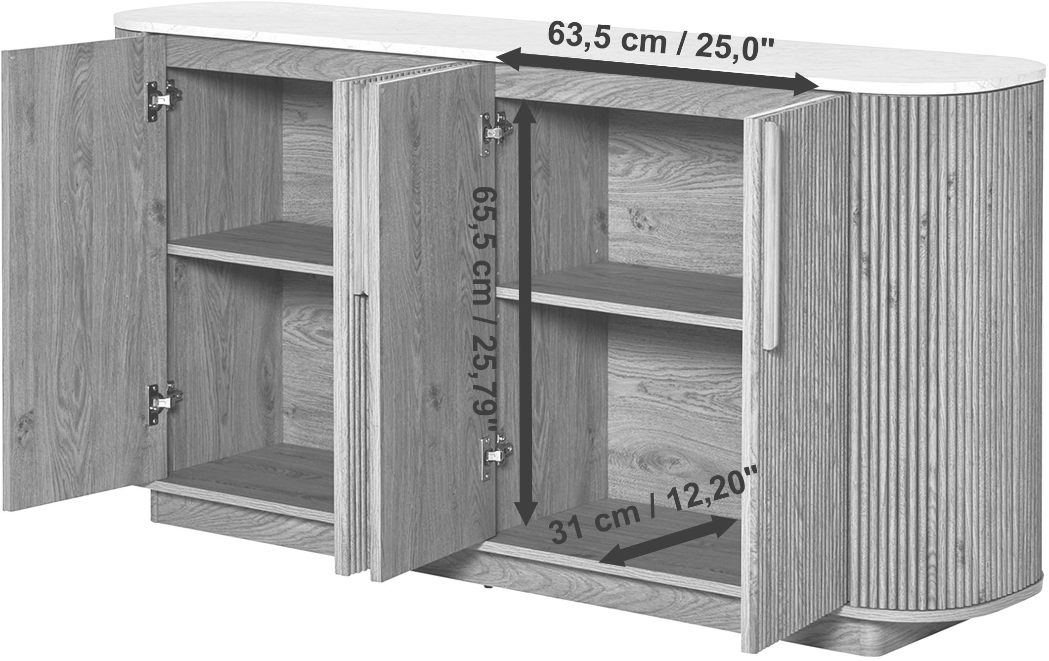 Jahnke Buffet »STRING SB 160« 1 cuis tlg. Buffet bas, 4 portes, aspect marbre, largeur 159,5 cm