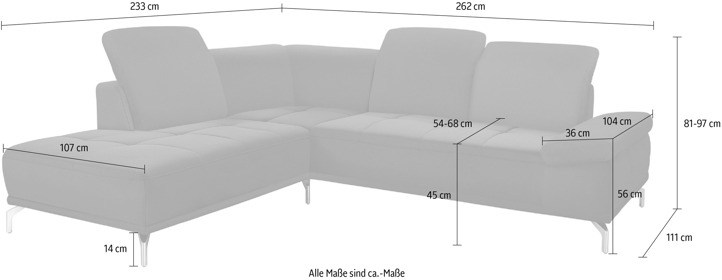 GOODproduct Ecksofa »Caluna« Inkl.Sitztiefenverstellung, wahlweise mit Kopf- und Armteilverstellung