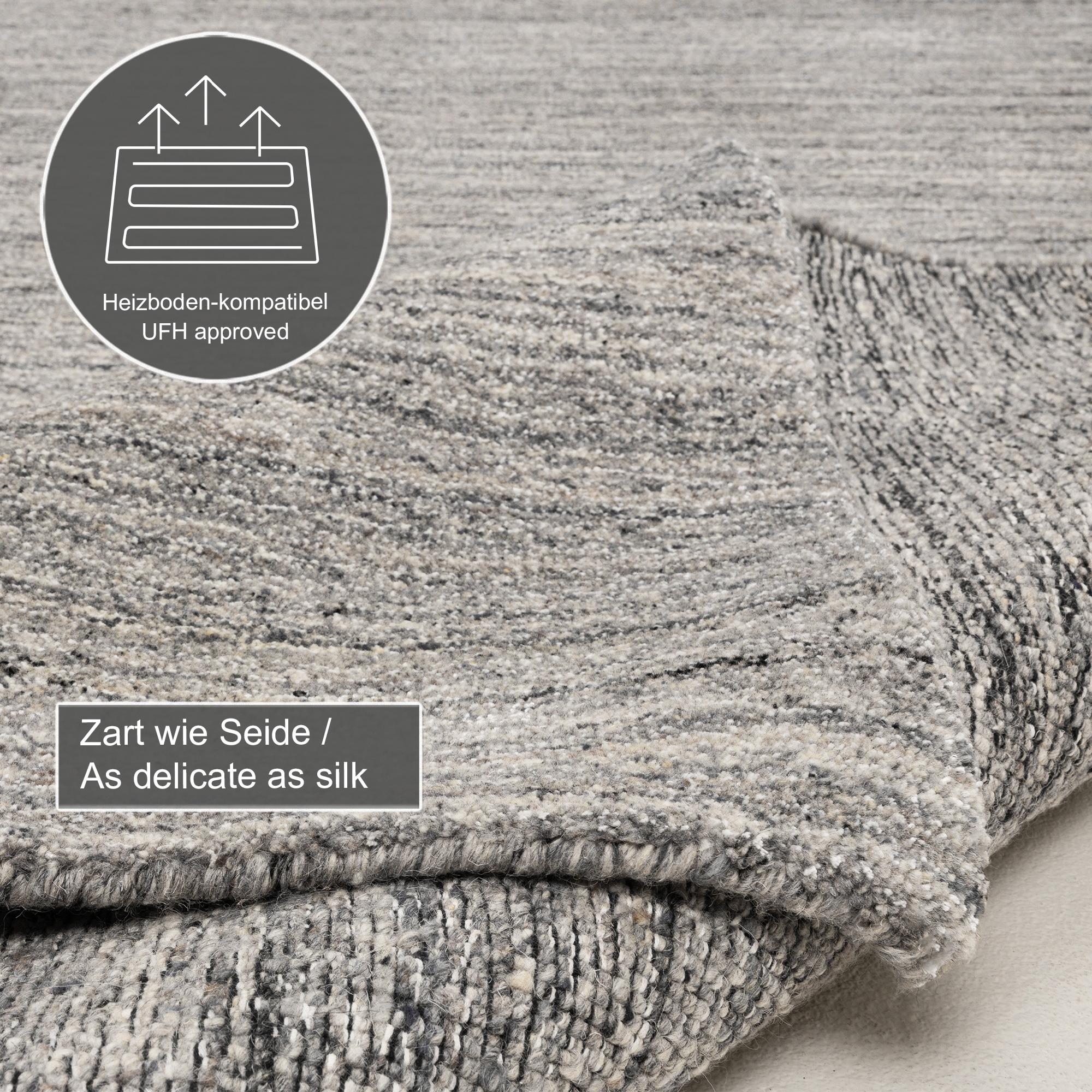 THEKO Tapis »San Diego« Rectangulaire 13 mm Höhe handgewebt, 60% Wolle, Knüpfoptik, meliert, leichter seidiger Glanz