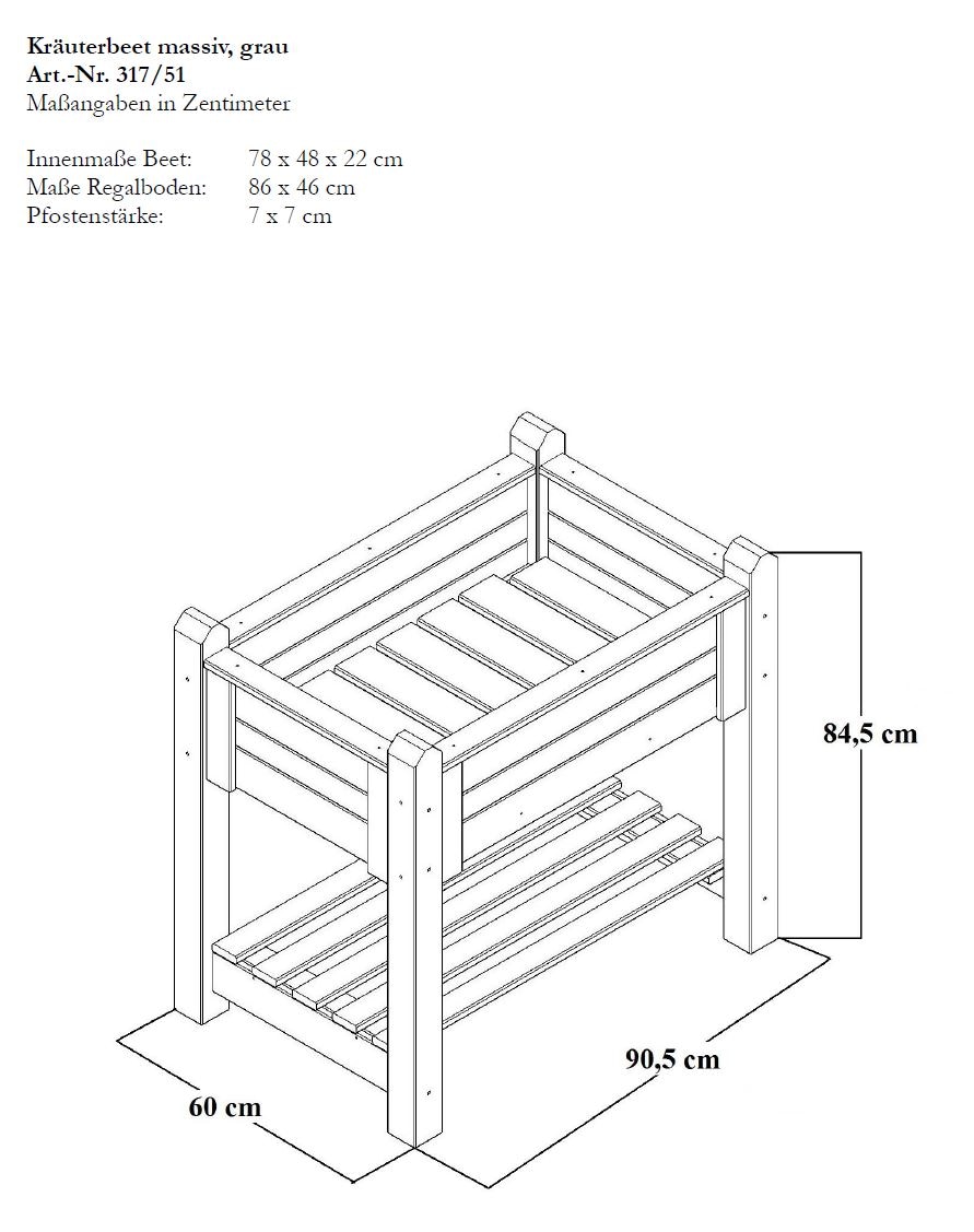 promadino Blumenkasten Kräuterbeet klein, BxTxH: 90x60x84,5 cm