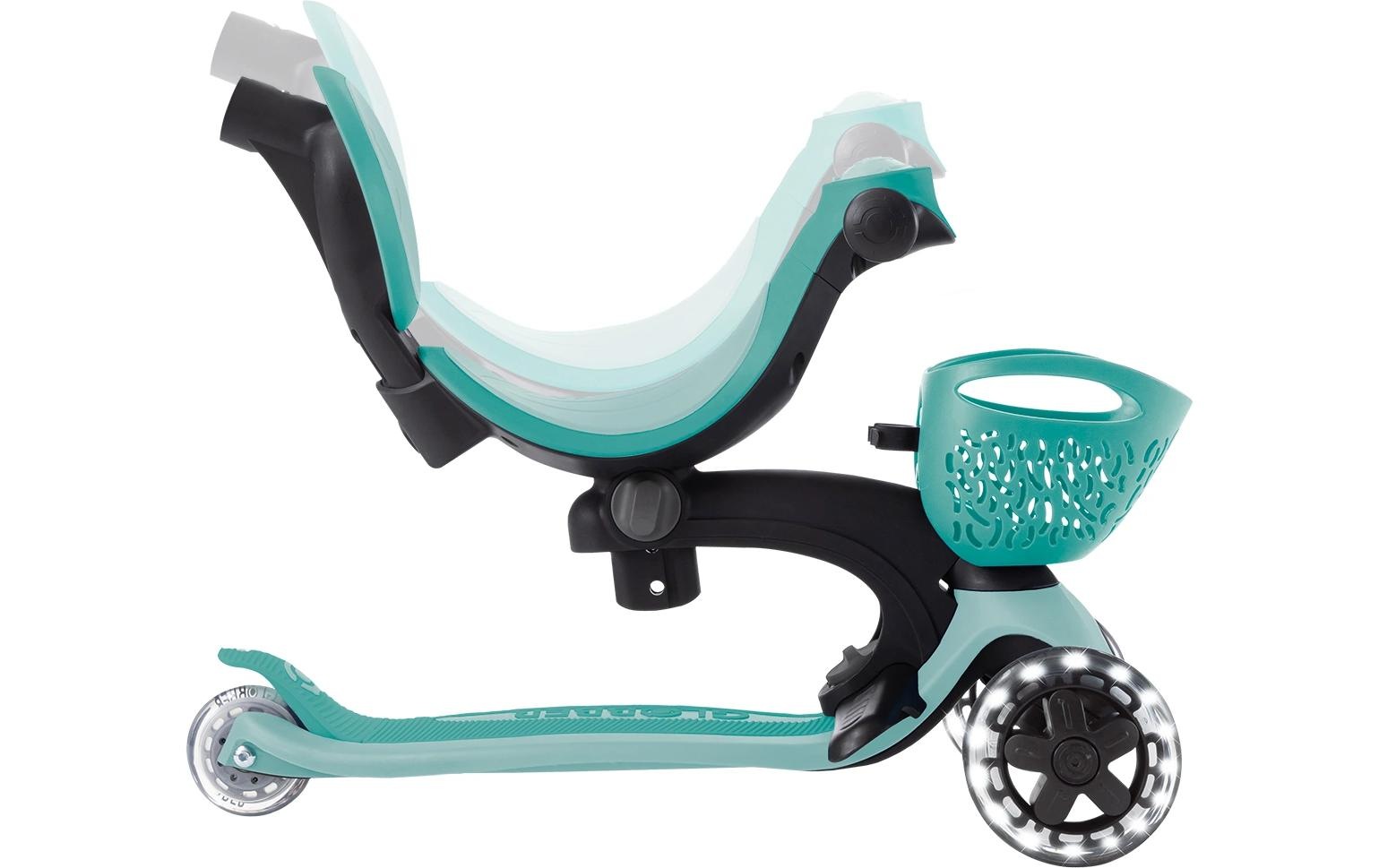 Globber Scooter »GO-UP BABY 360 LIGHTS, mit Leuchtrollen und Leuchtmodul« Aufsitzrad, Laufrad und Scooter in Einem