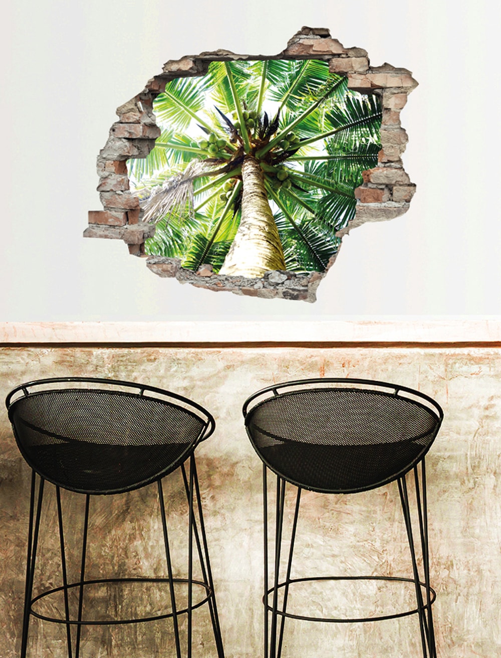 queence Wandtattoo »Palme« Wandsticker, Wandbild, selbstklebend, 3D, Wanddurchbruch