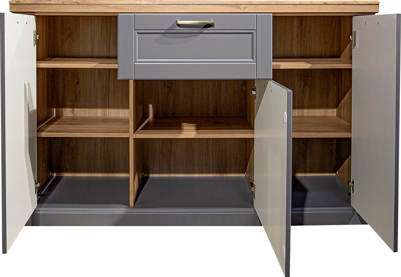 GOODproduct Commode combinée »Tara, im klassischen Landhausstil, FSC-zertifiziert, in 2 Grössen« Fonction Soft-Close, poignées métalliques dorées, décor intérieur imitation bois,  laqué avec un vernis UV à base d'eau, résistant et anti-rayures