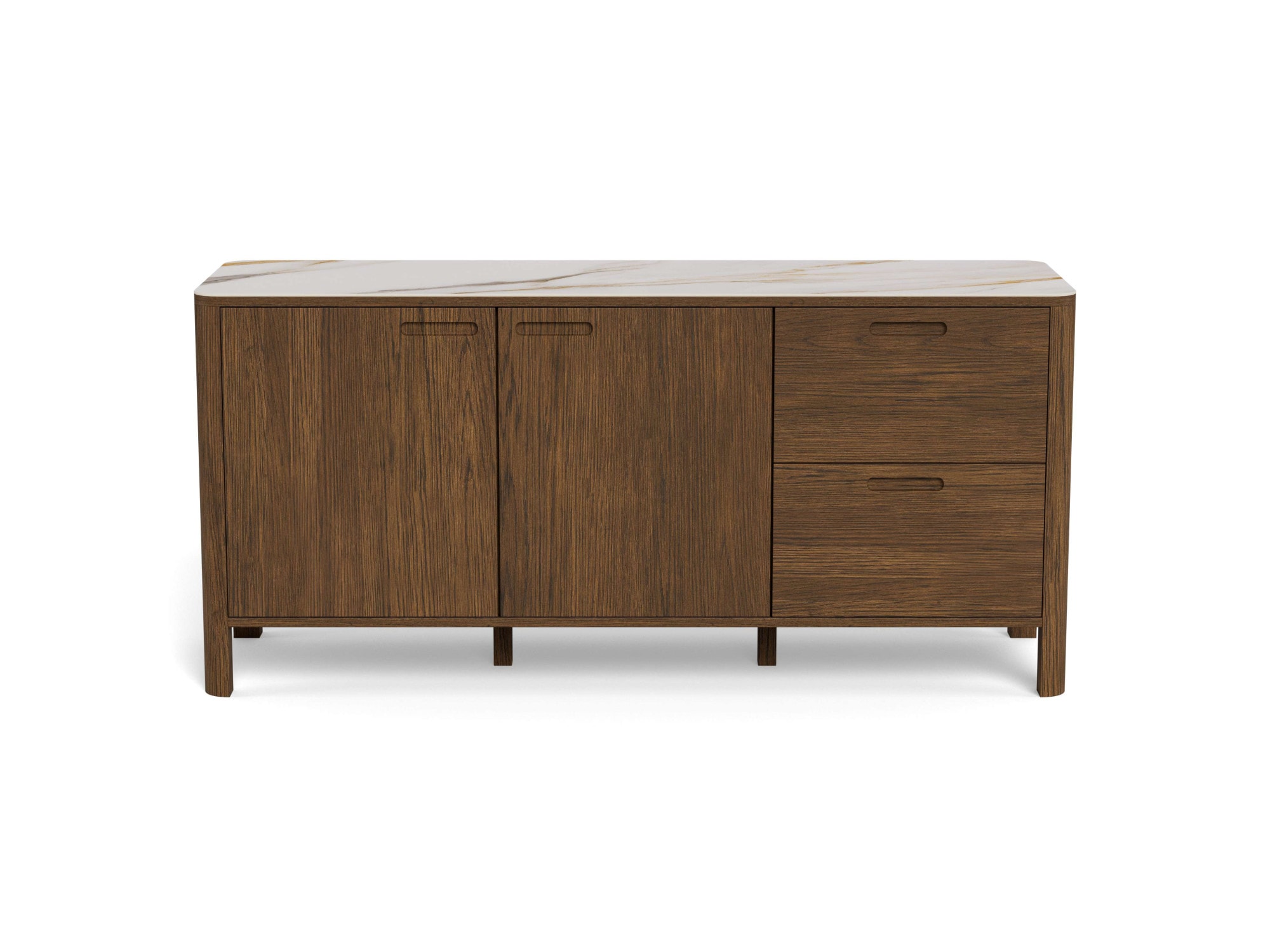 ACTONA GROUP Modules d'armoire »Southampton, Kommode« 1 cuis tlg. Buffet, 2 portes, 2 tiroirs, 2 étagères, chêne fumé, dessus en céramique