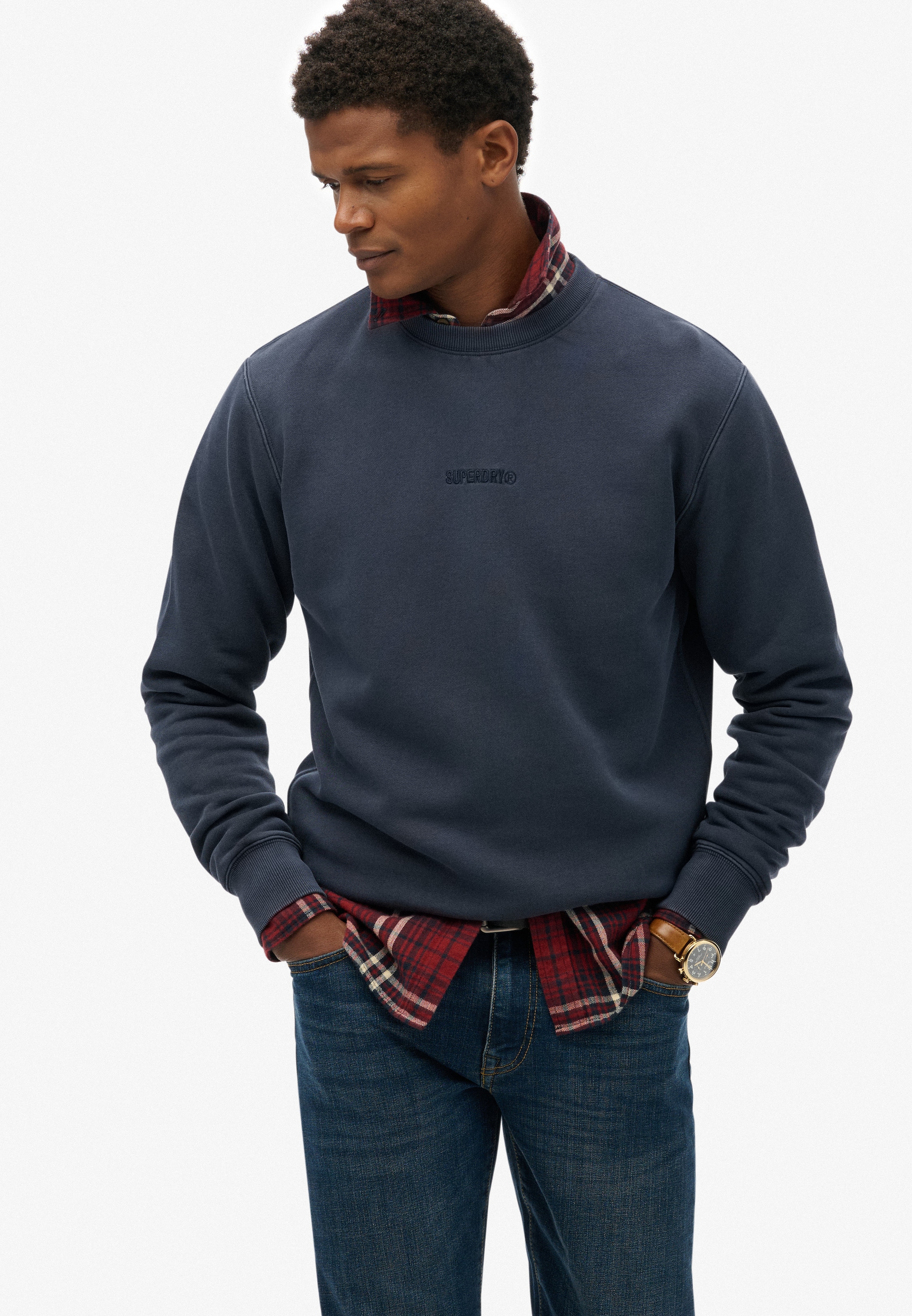 Superdry Sweat-shirt »MICRO LOGO CREW«, en coton et polyester, coupe décontractée, molleton gratté

