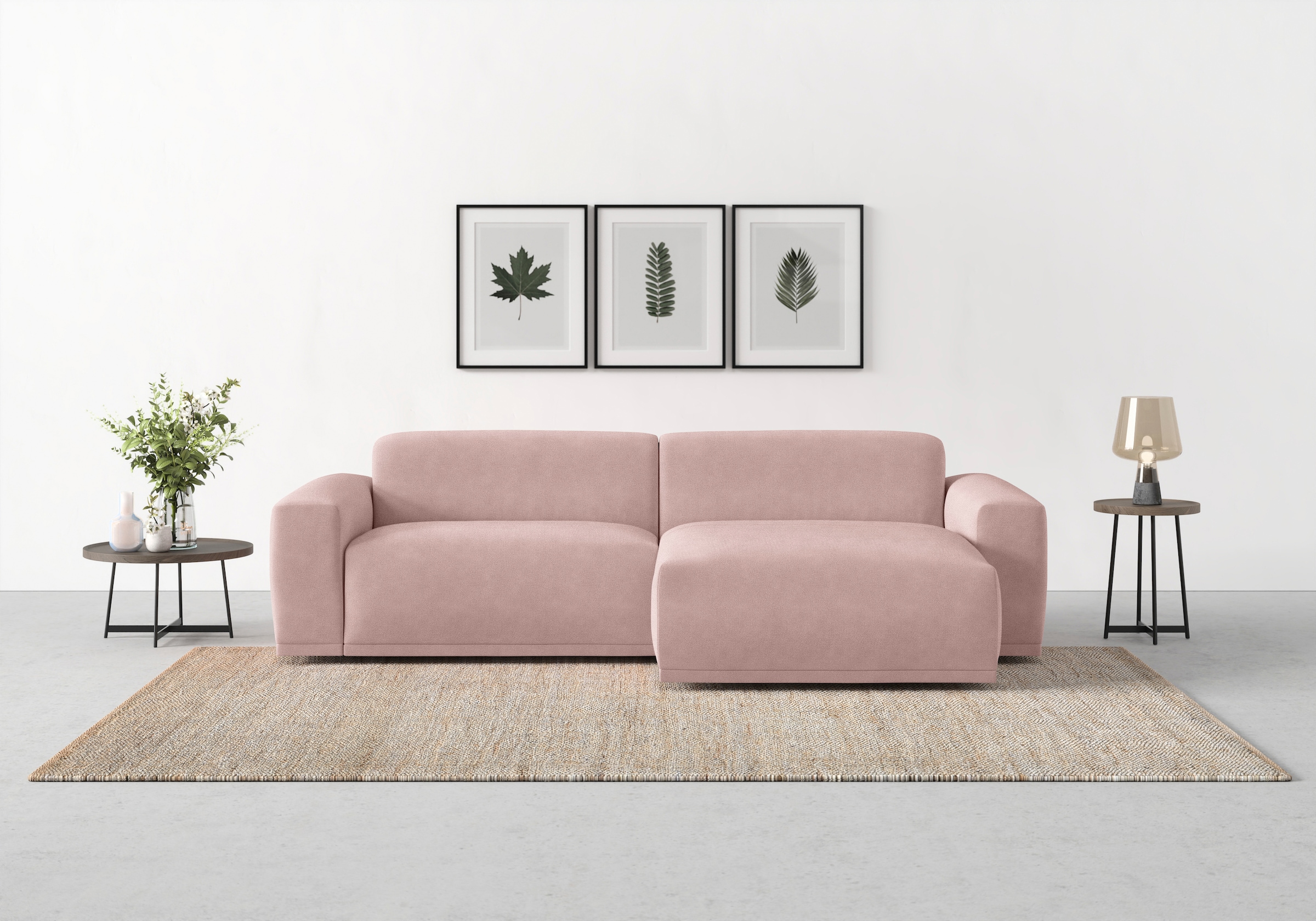 TRENDMANUFAKTUR Canapé d'angle »Braga 255 cm, hochwertiger Kaltschaum, L-Form , Japandi-Stil« Canapé moderne, sofa avec grand confort d’assise, 255/72/160 cm (L/H/P)
