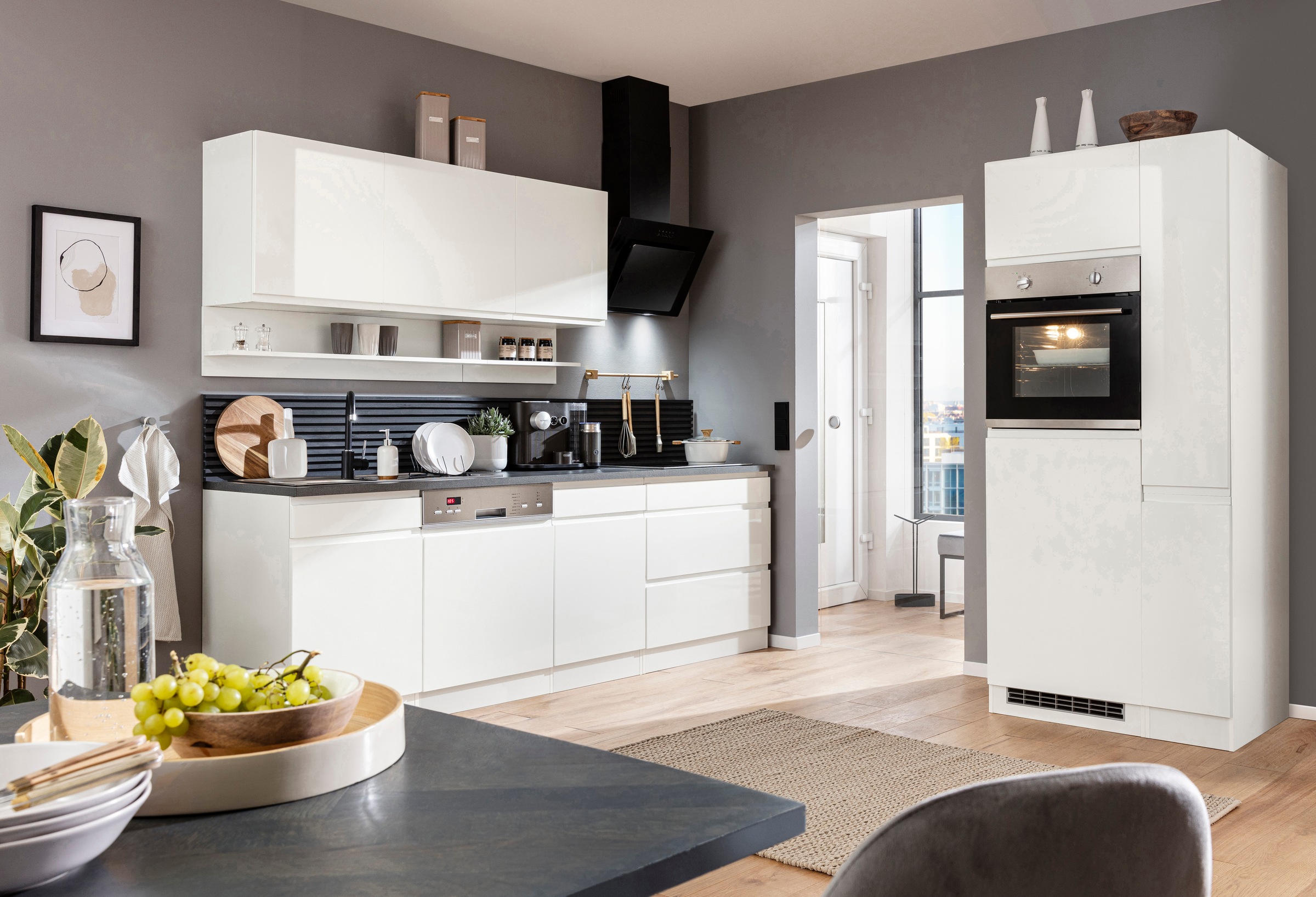 KOCHSTATION Kitchenette »KS-Virginia,neu in verbesserter Ausführung« plan de travail épaisseur 38 mm, rangement, fermeture douce,  largeur 330 cm, soft-close, sans appareils électriques