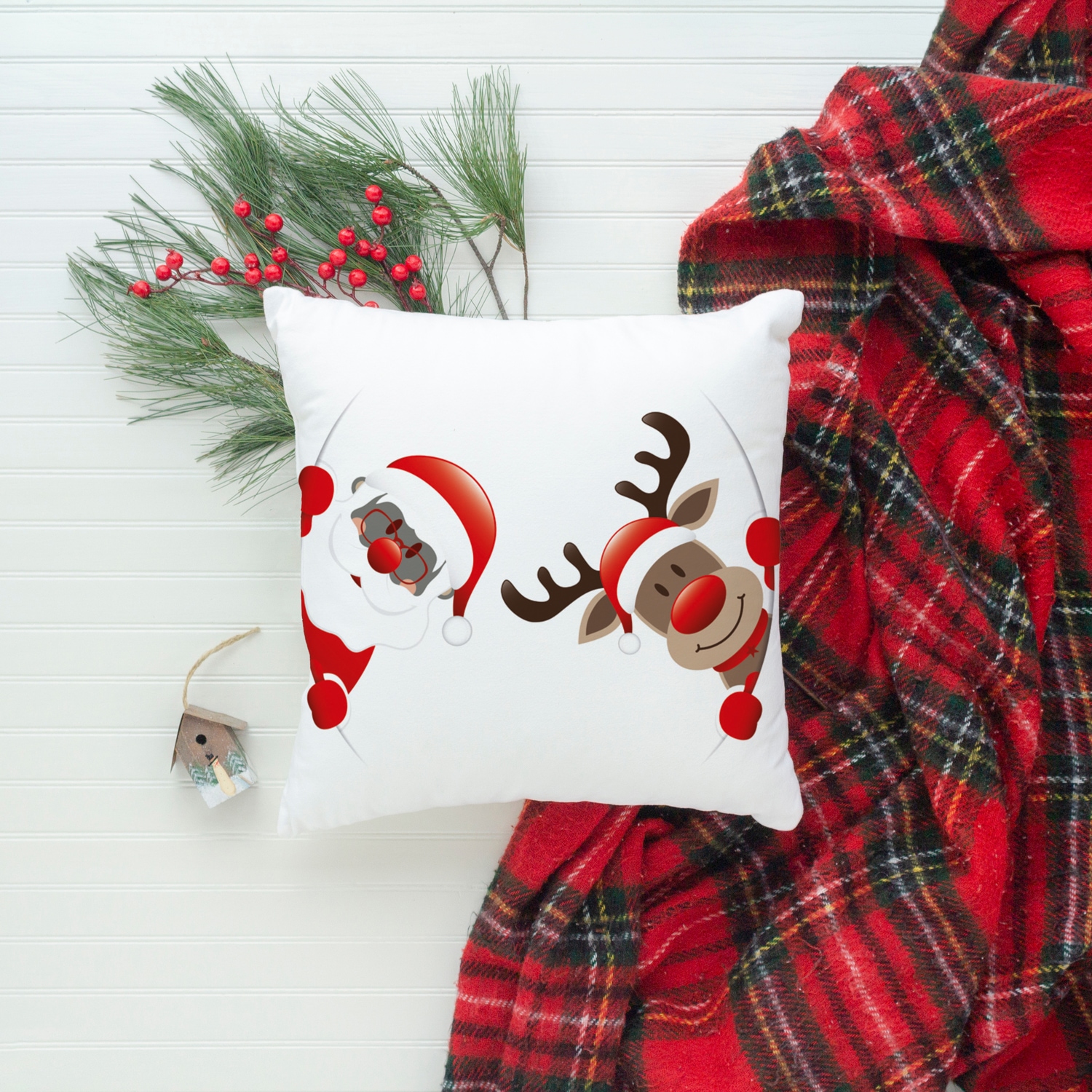 queence Coussin décoratif »Santa« Kissenhülle,Weihnachtsmann,Rentier,Weihnachten,Festlich,Winterlich