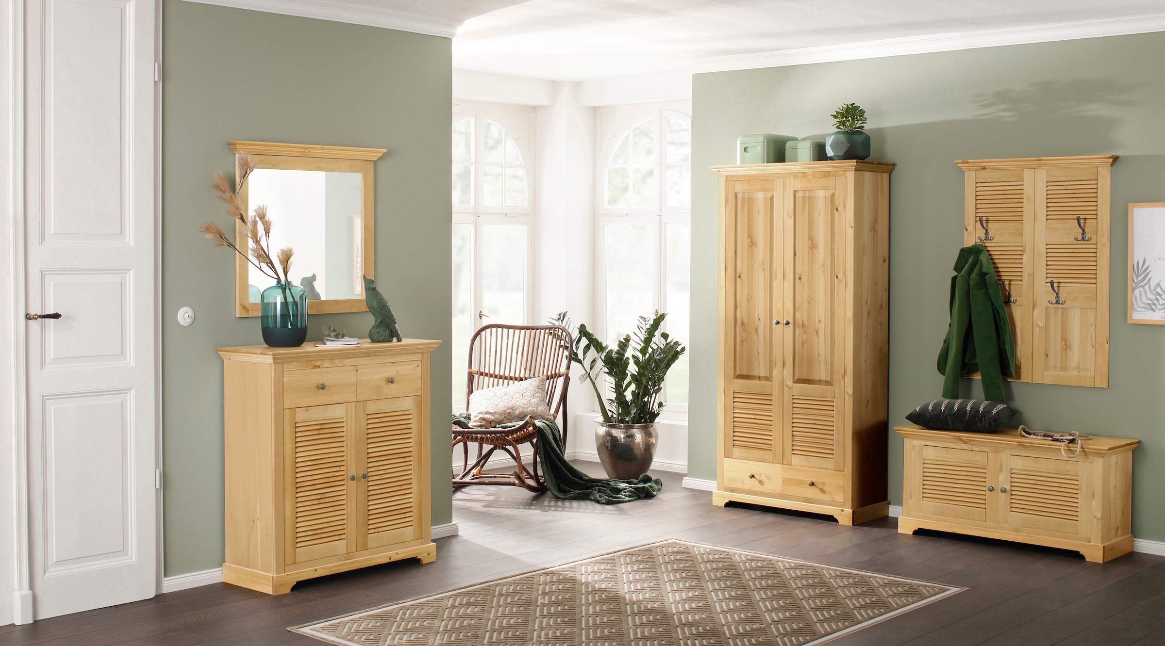 Home affaire Panneau de vestiaire »Ayanna« Breite 84 cm, mit 4 Doppelhaken, aus massiver Kiefer, FSC®