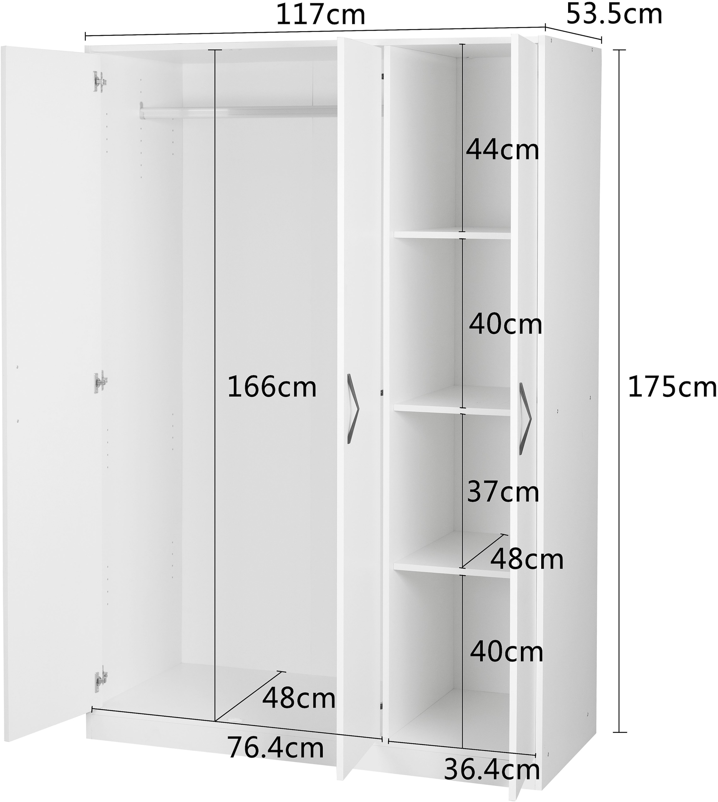 GOODproduct Armoires à vêtements »Hamburg Schlafzimmer Schrank« stabile robuste Bauweise mit optimaler Aufteilung,  Schlafzimmerschrank klassisches Design Garderobe Schrank Bestseller