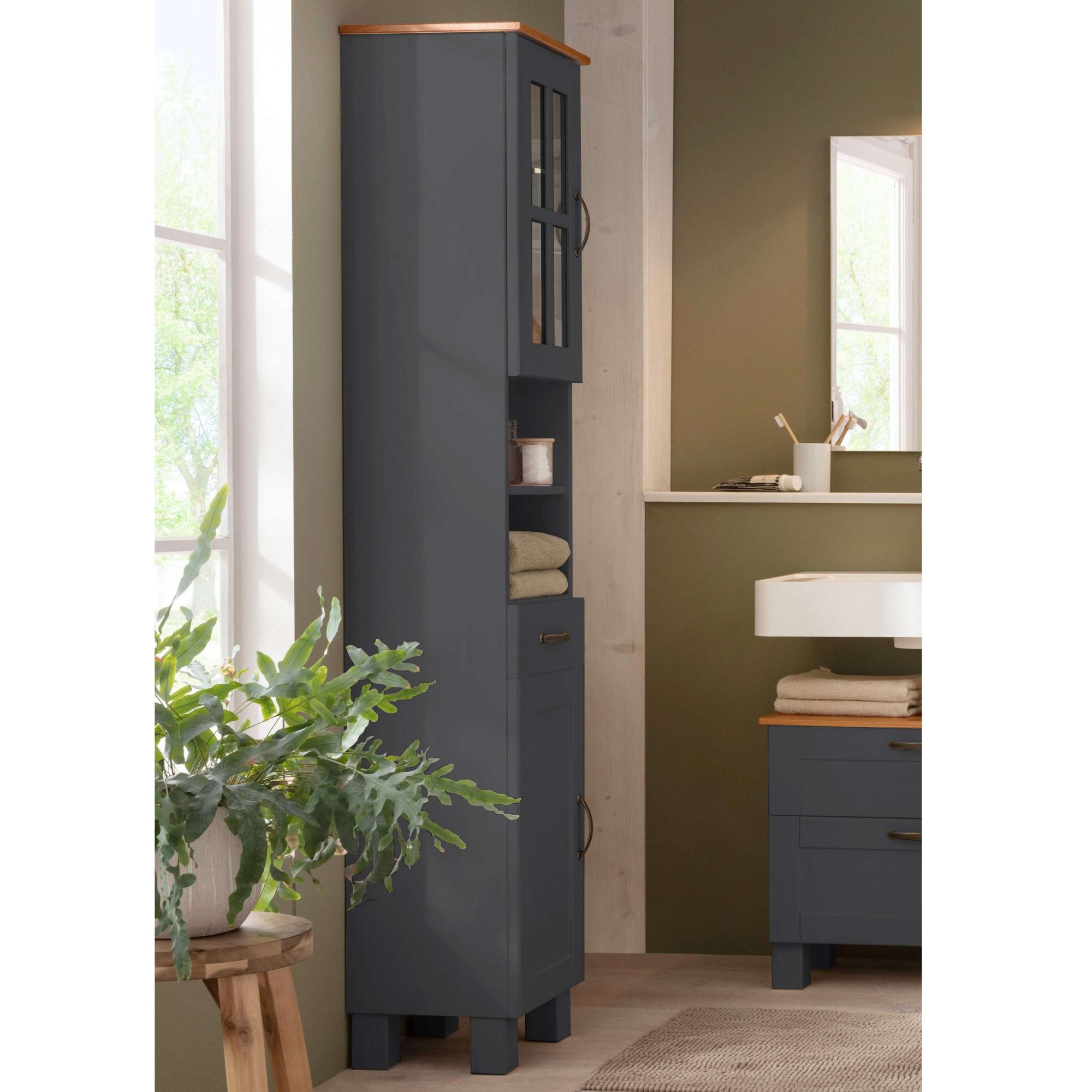 Home affaire Hochschrank »Rodby« FSC®-zertifiziertes Massivholz, Breite 33cm, Höhe 180cm